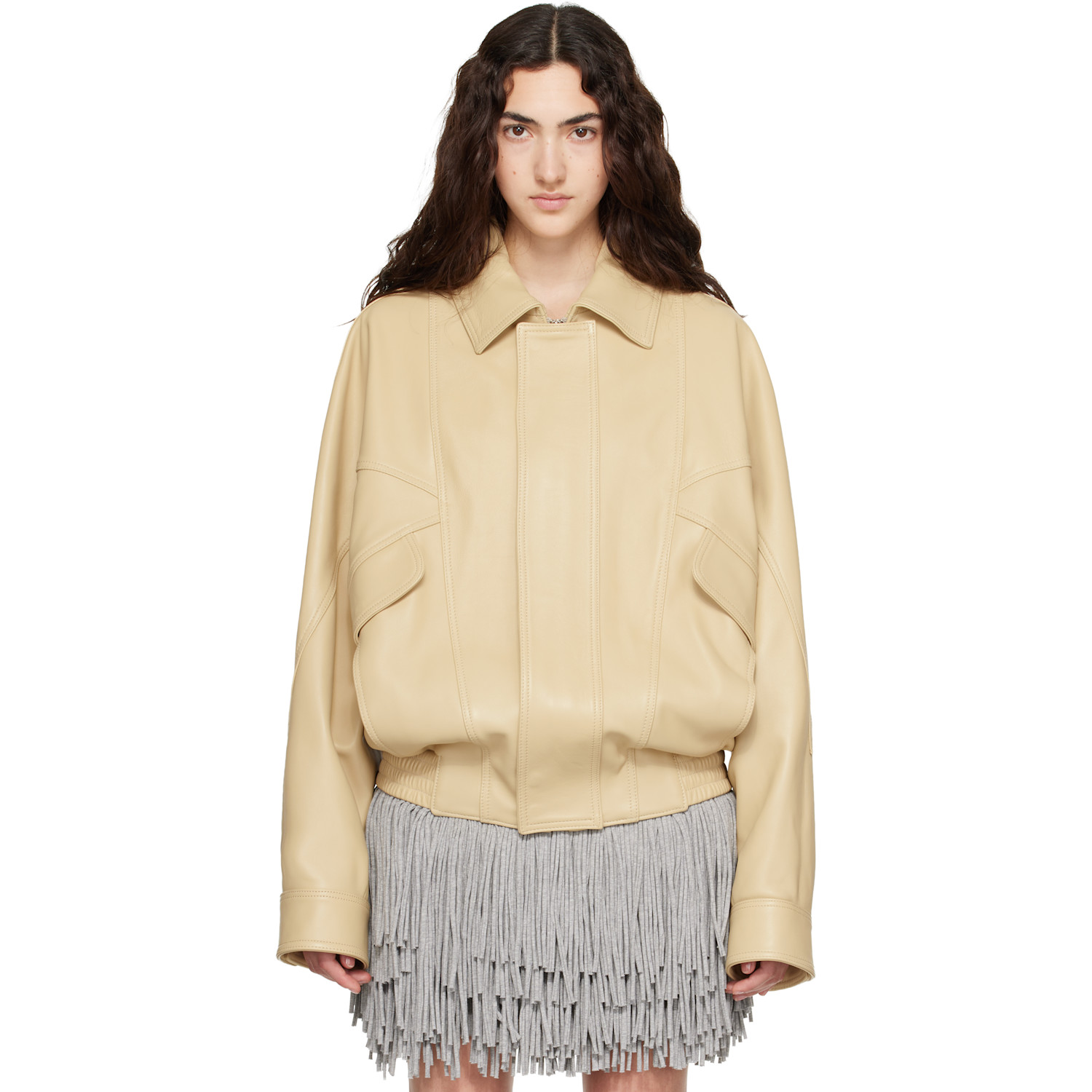 ABRA Yellow Leather Bomber Jacket