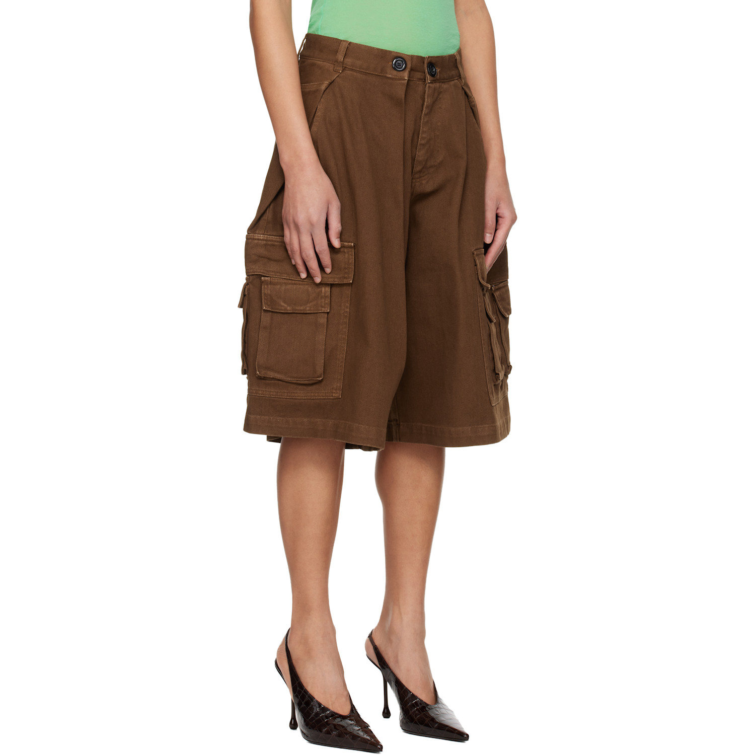 Abra Brown Pleated Cargo Shorts 