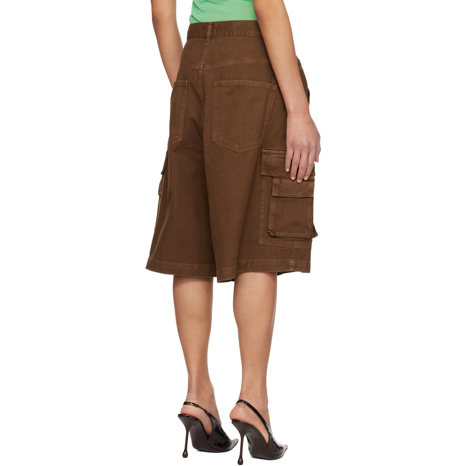  Abra Brown Pleated Cargo Shorts 