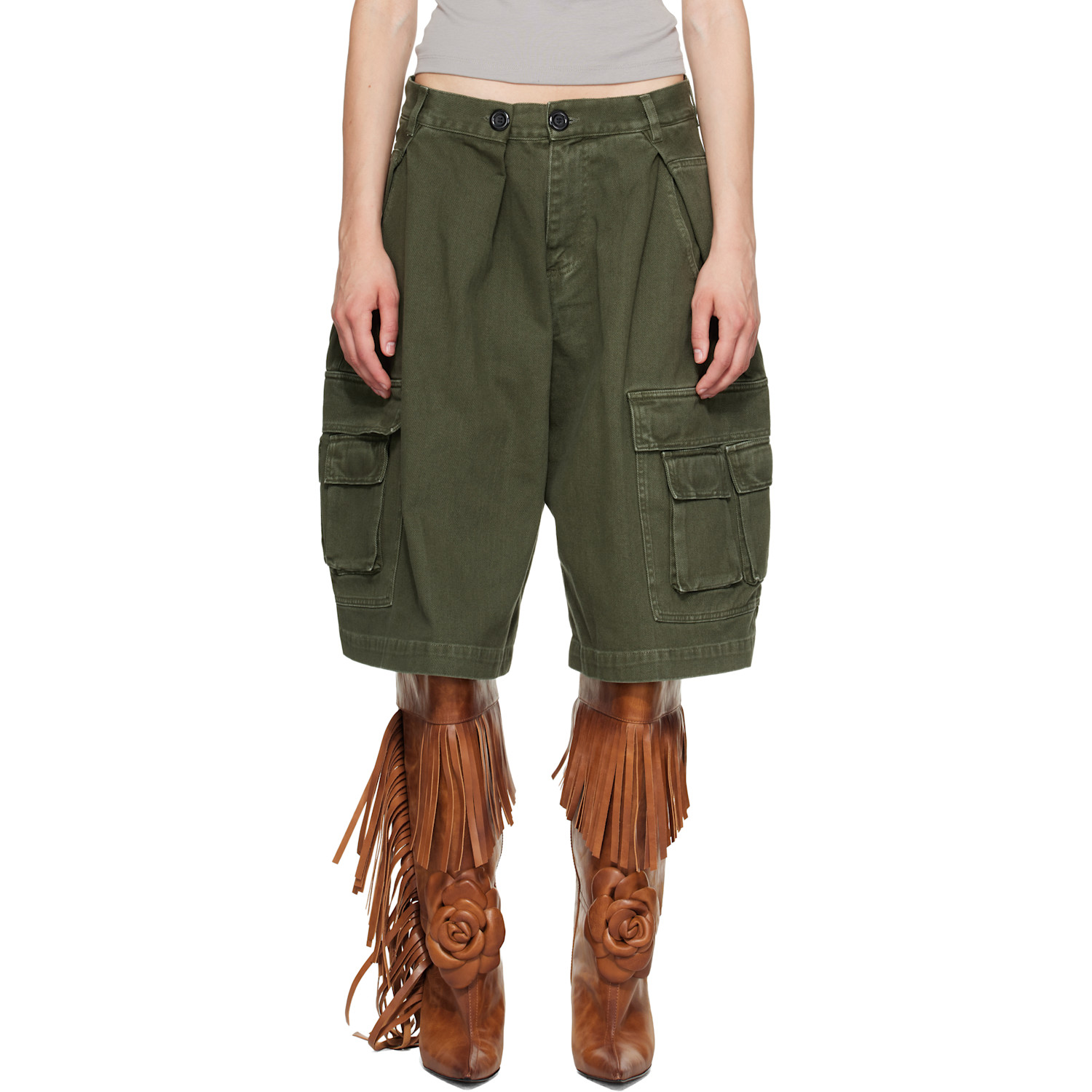 ABRA Khaki Cotton Cargo Shorts