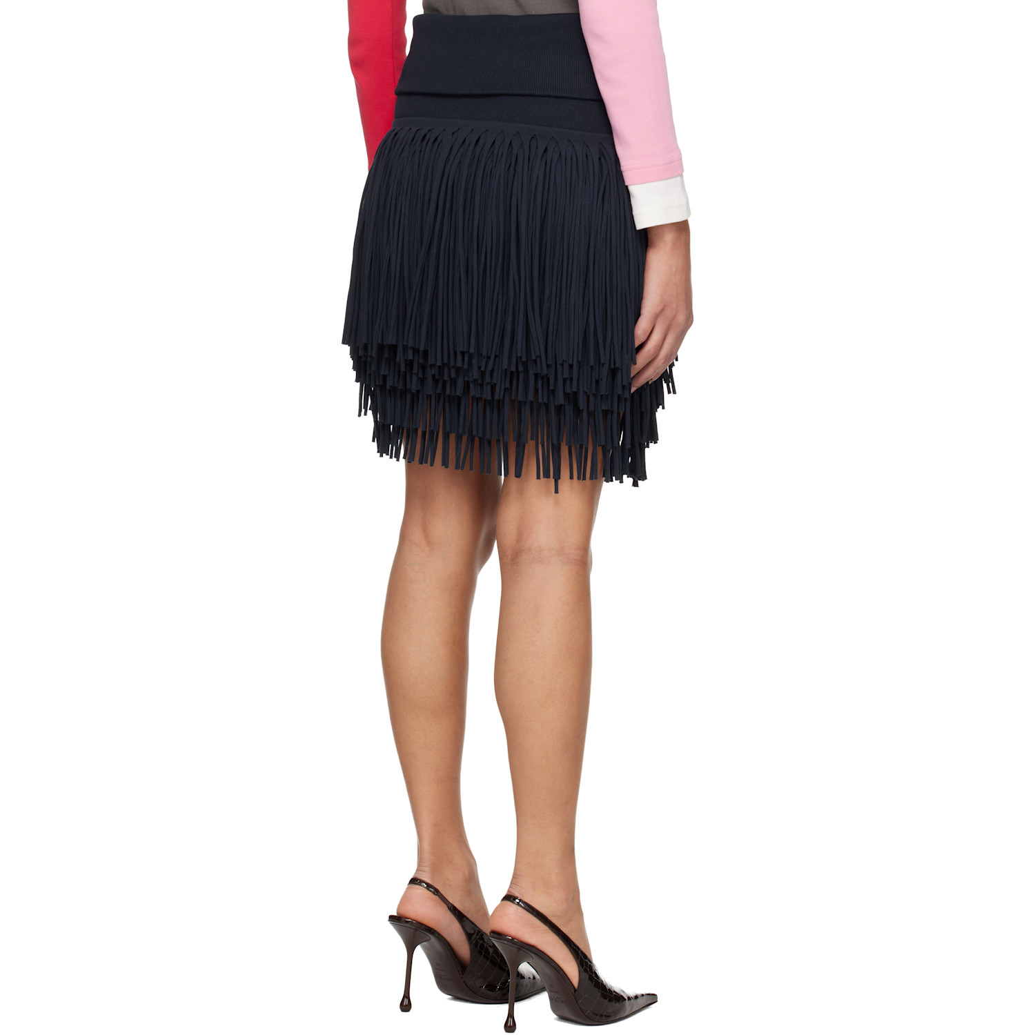  Abra Navy Fringed Miniskirt 