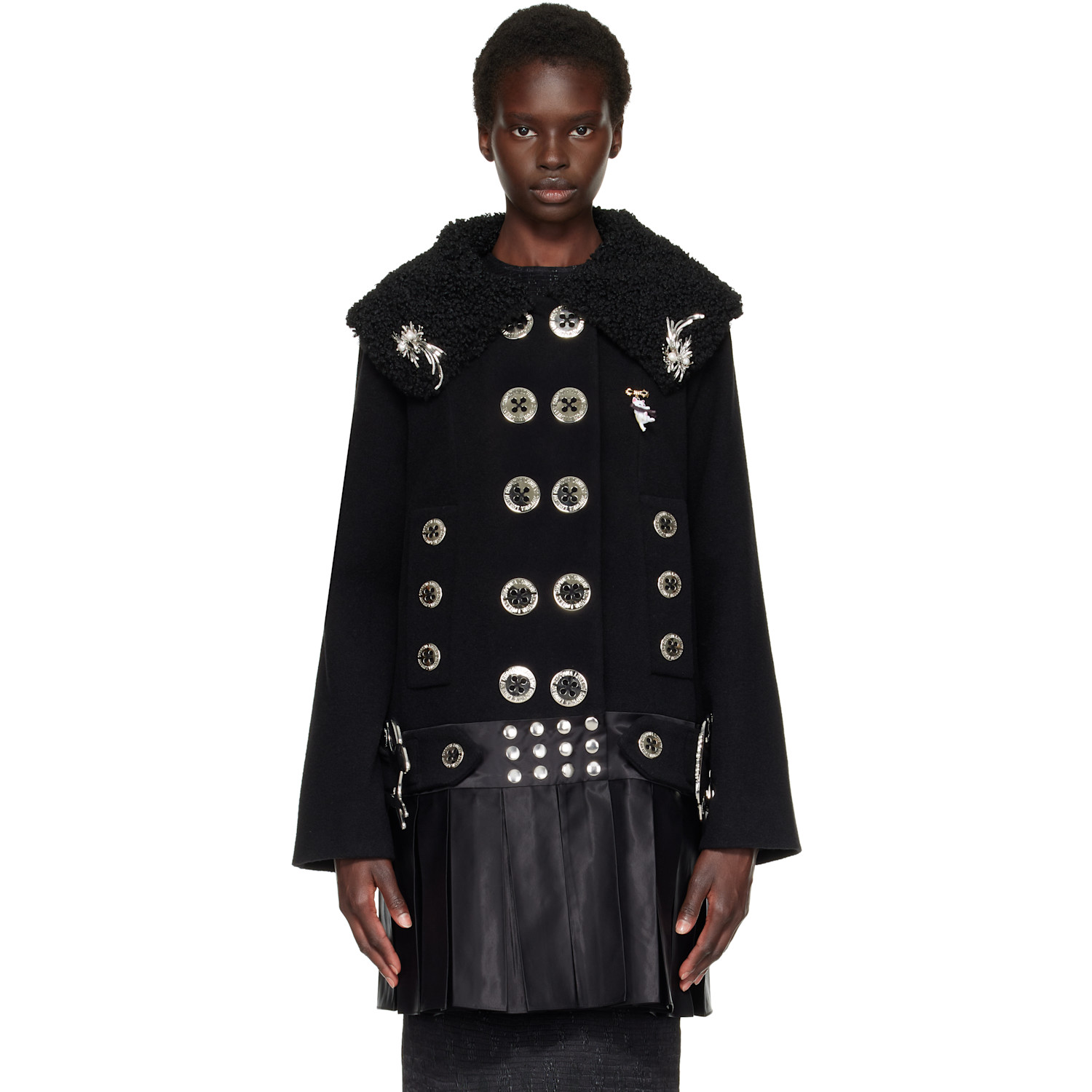 Chopova Lowena Black Fudge Buckle Coat