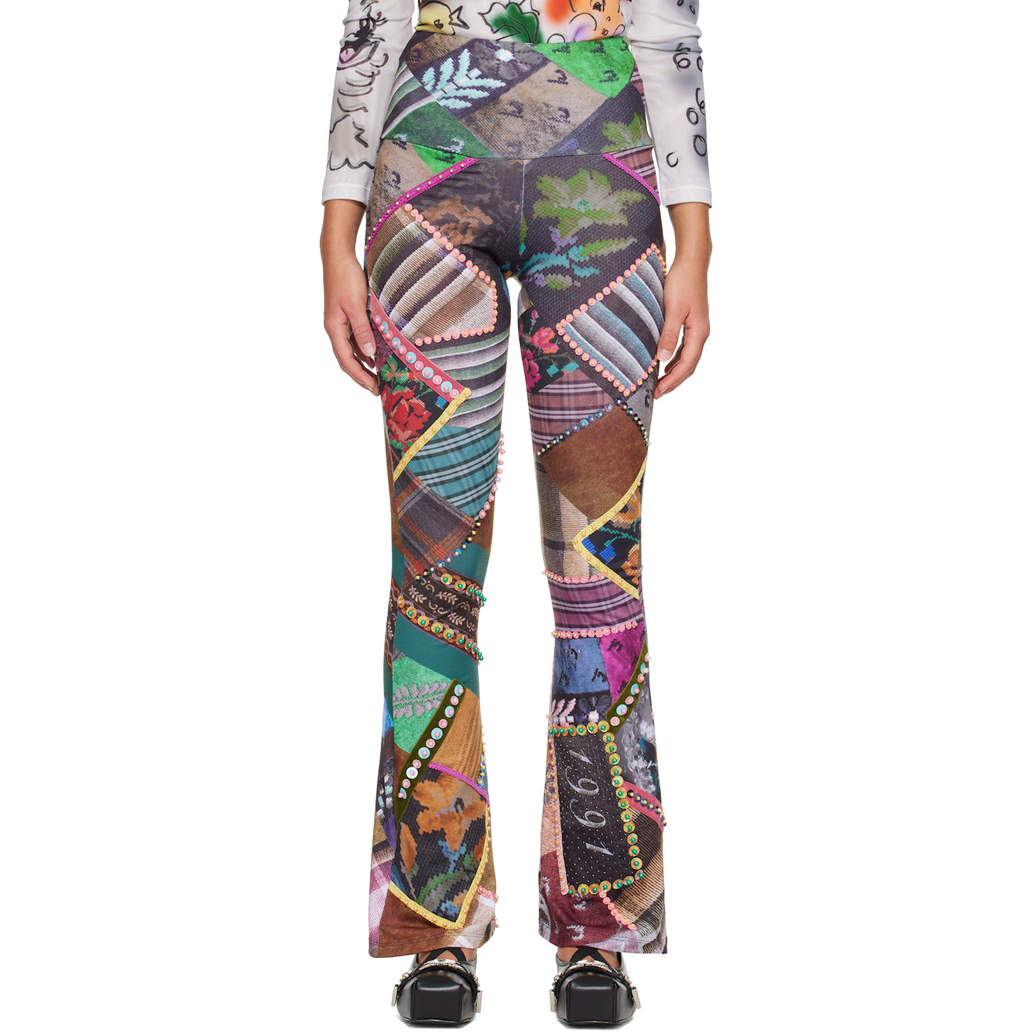 Chopova Lowena Multicolor '1991' Beaded Jersey Leggings