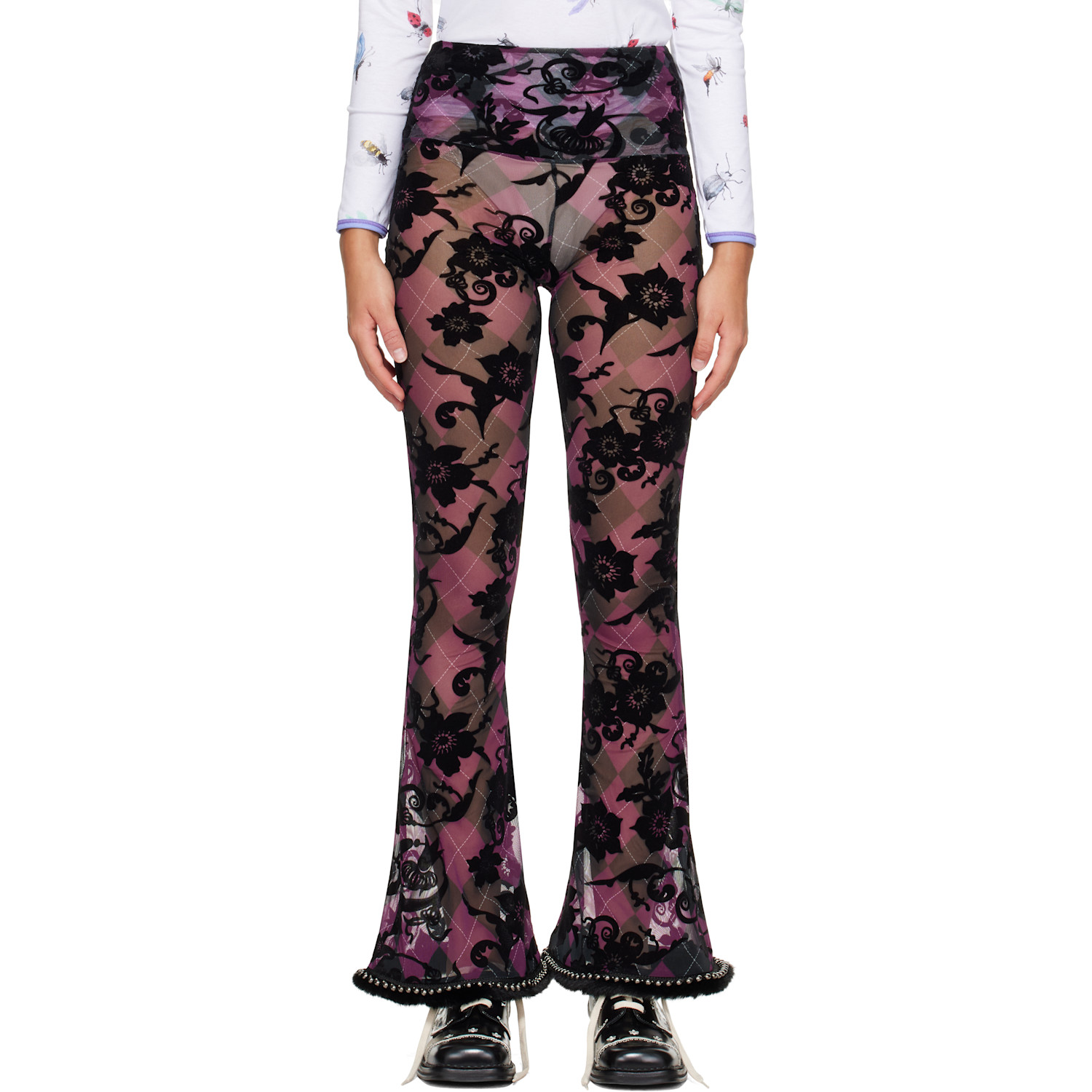 Chopova Lowena Purple Dew Sweeper Mesh Leggings