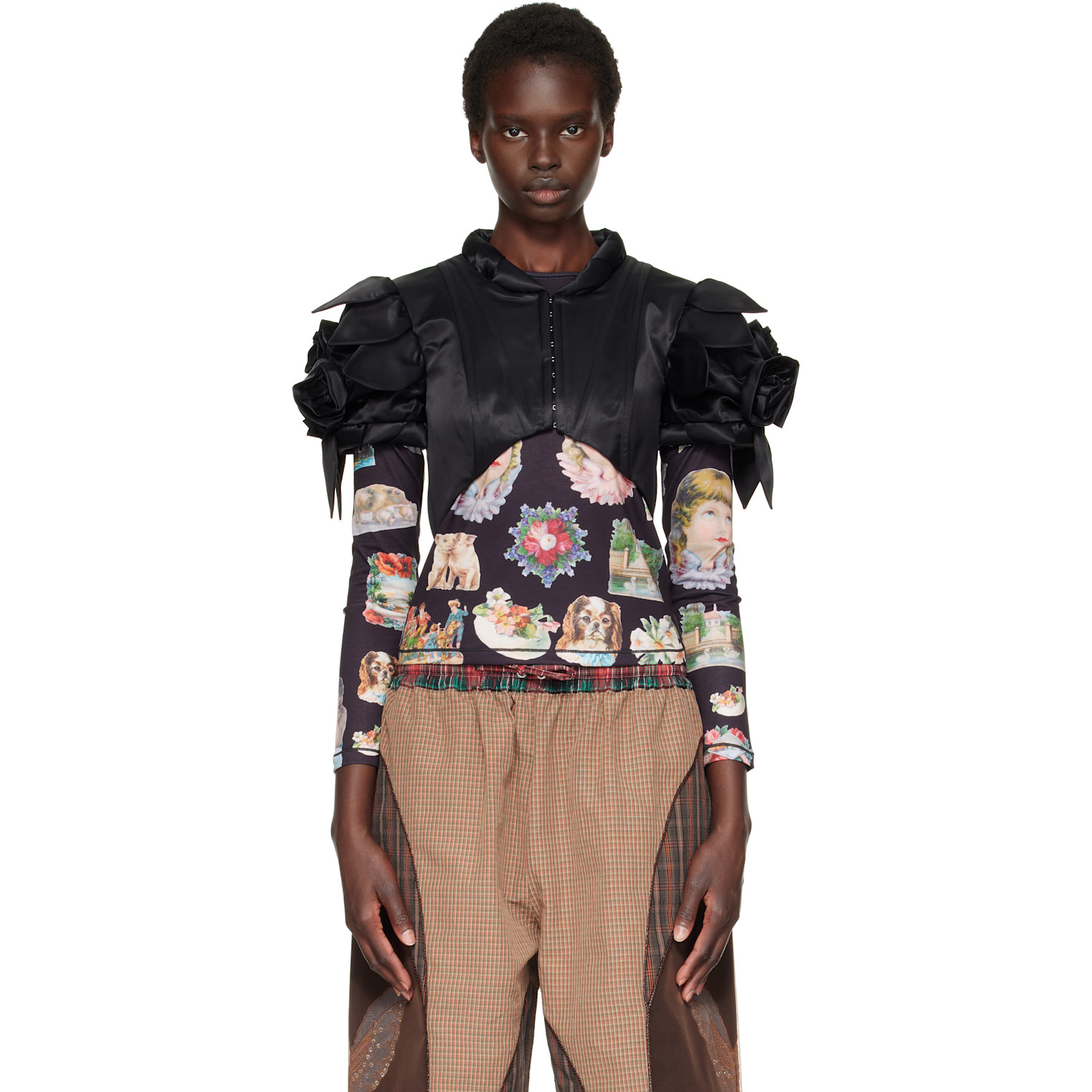 Chopova Lowena Black Rose Shrug Top