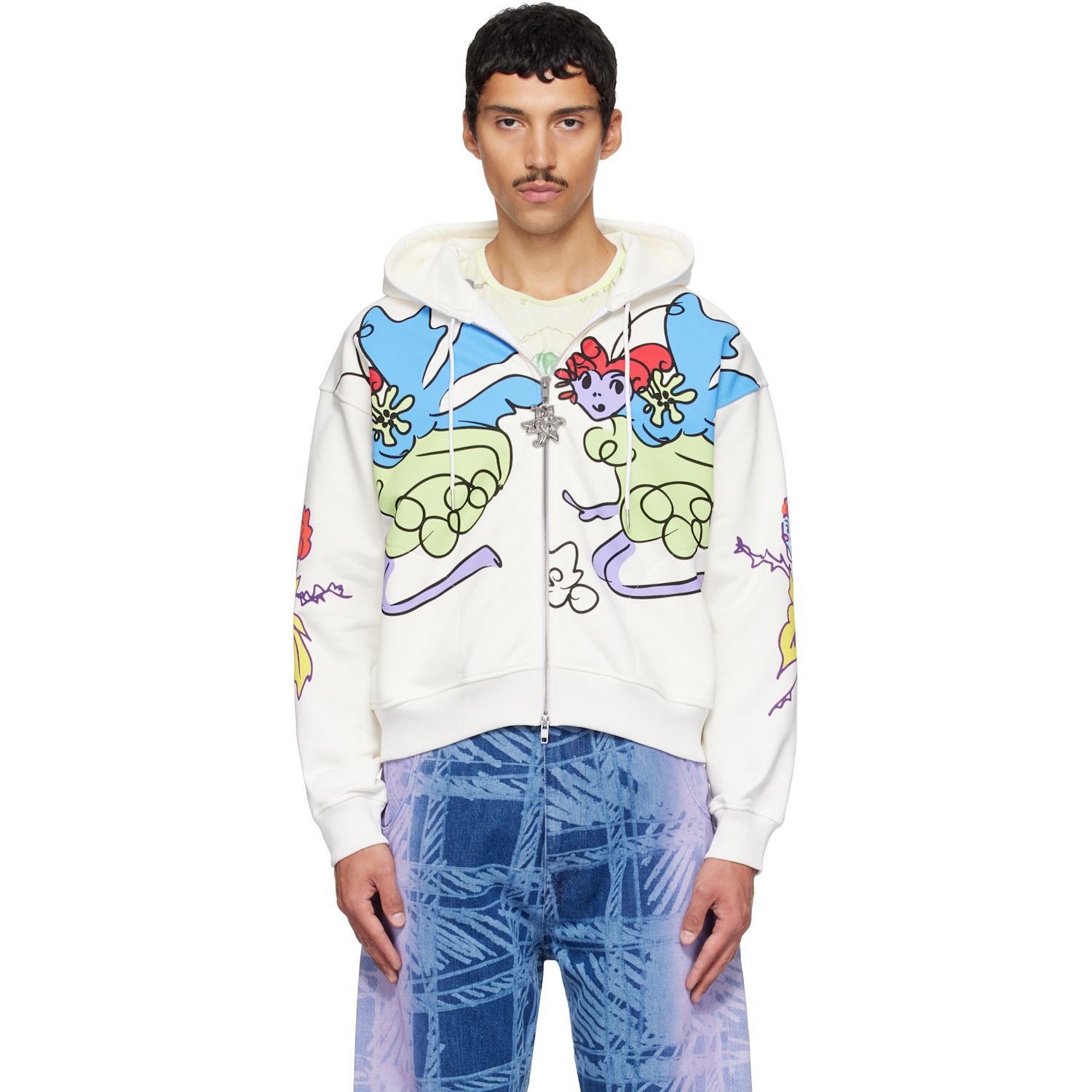 Chopova Lowena White Follow The Fairies Zip Hoodie