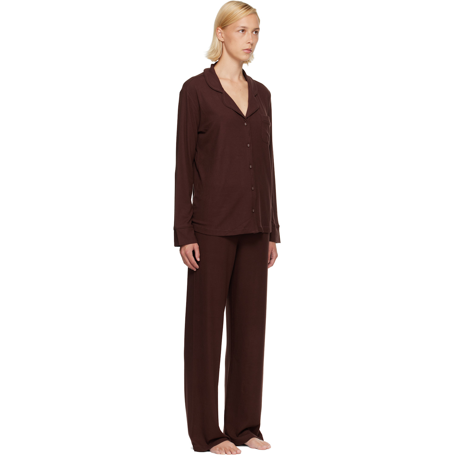  Skims Brown Soft Lounge Sleep Pyjama Set 