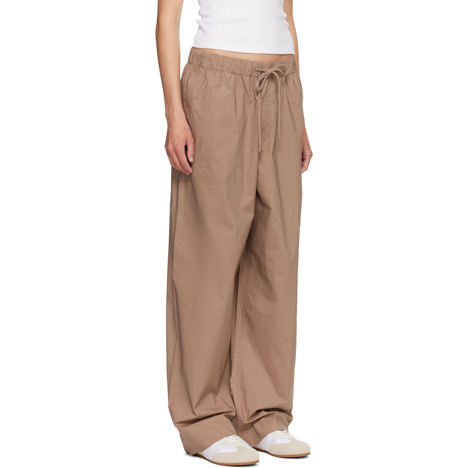  Skims Tan Woven Cotton Oversized Straight Leg Lounge Pants 