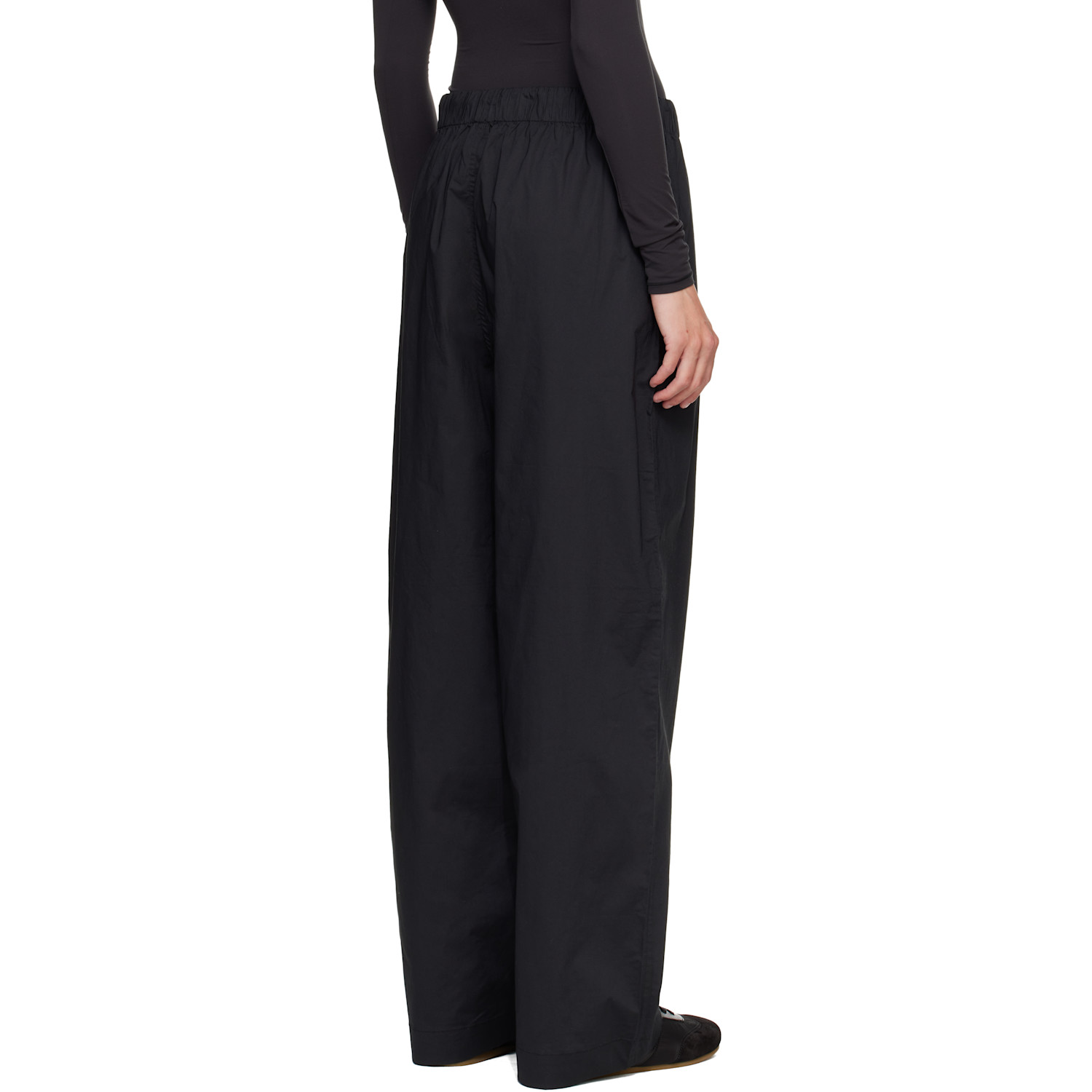  Skims Black Woven Cotton Oversized Straight Leg Lounge Pants 