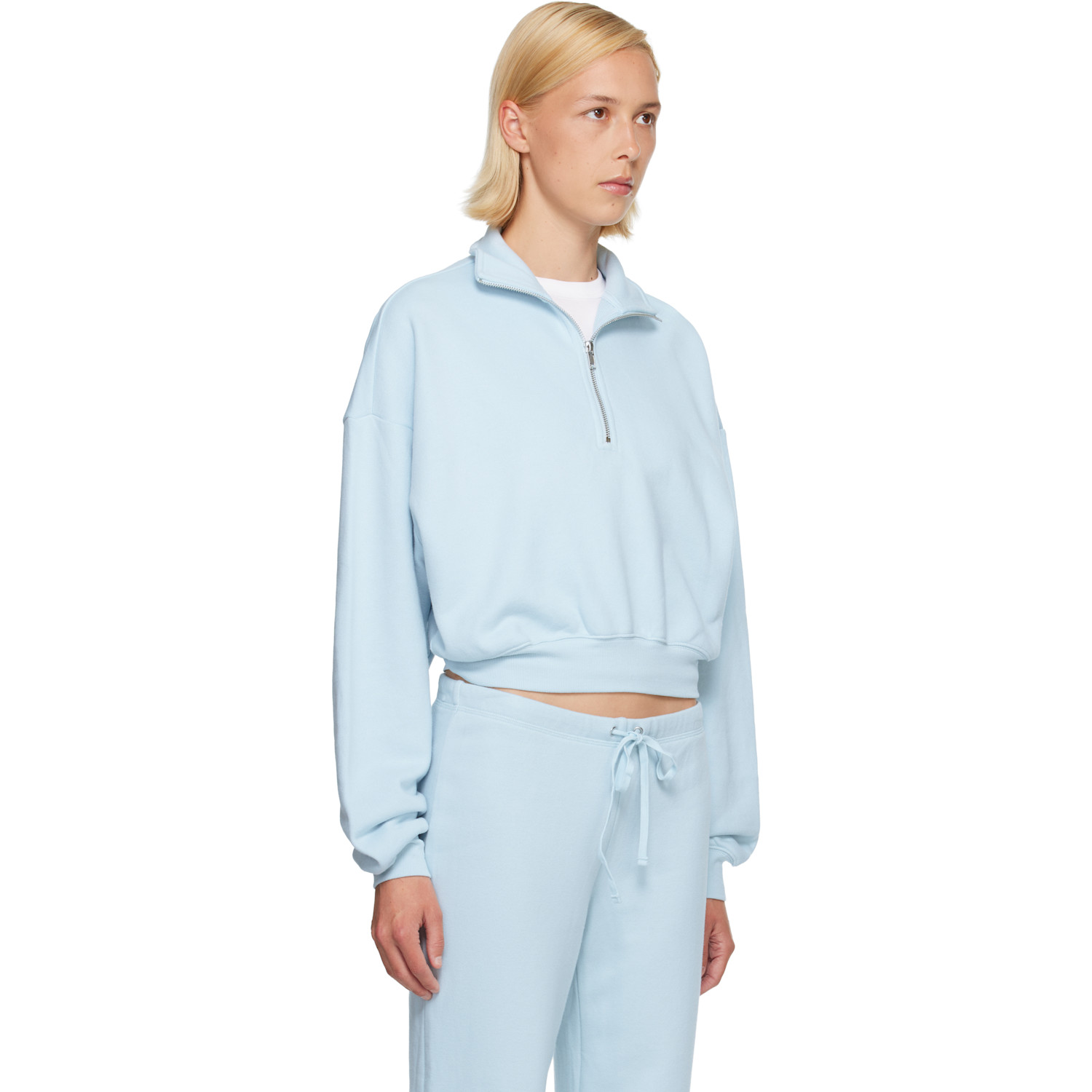  Skims Blue Drapey French Terry Half Zip Sweatshirt 