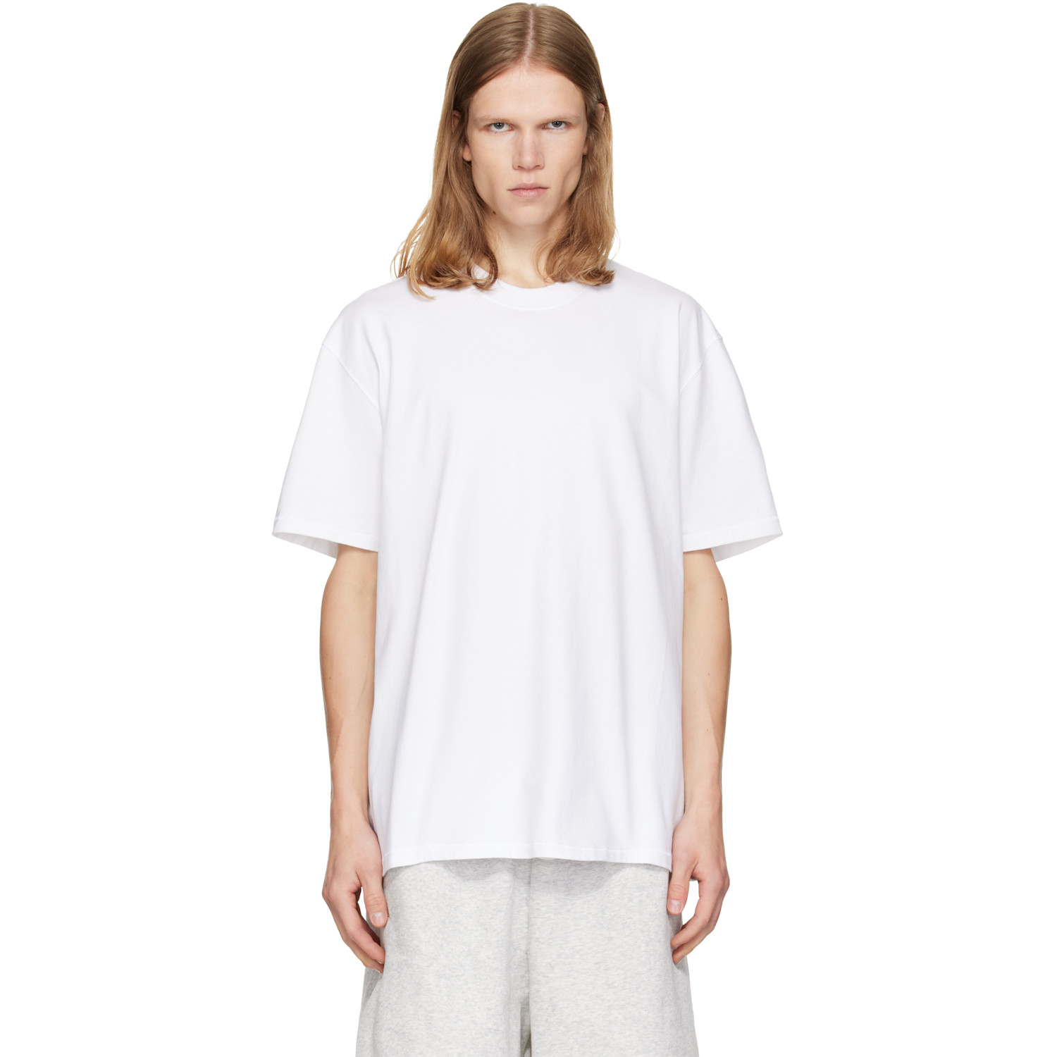 Skims White Heavyweight Cotton Relaxed T-shirt In Chalk