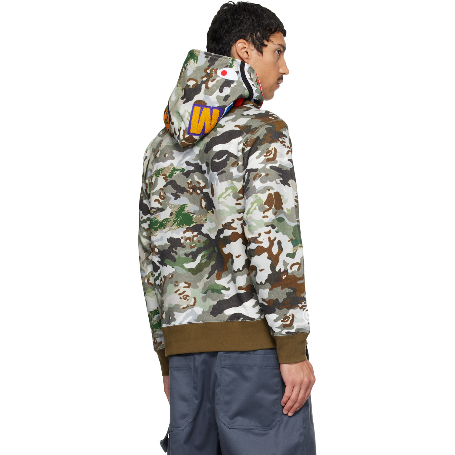 Bape 하이브리드 카모 샤크 후디
