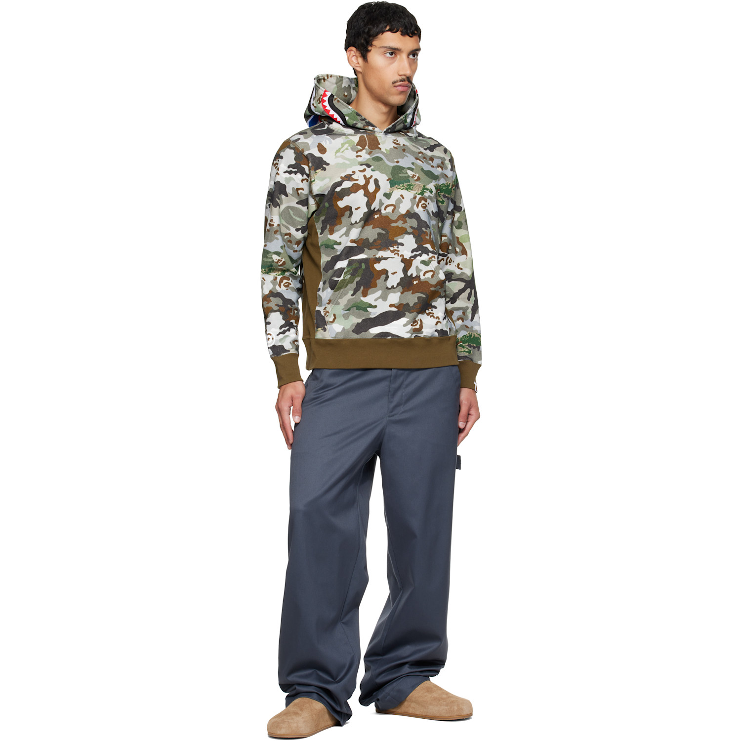 Bape 하이브리드 카모 샤크 후디