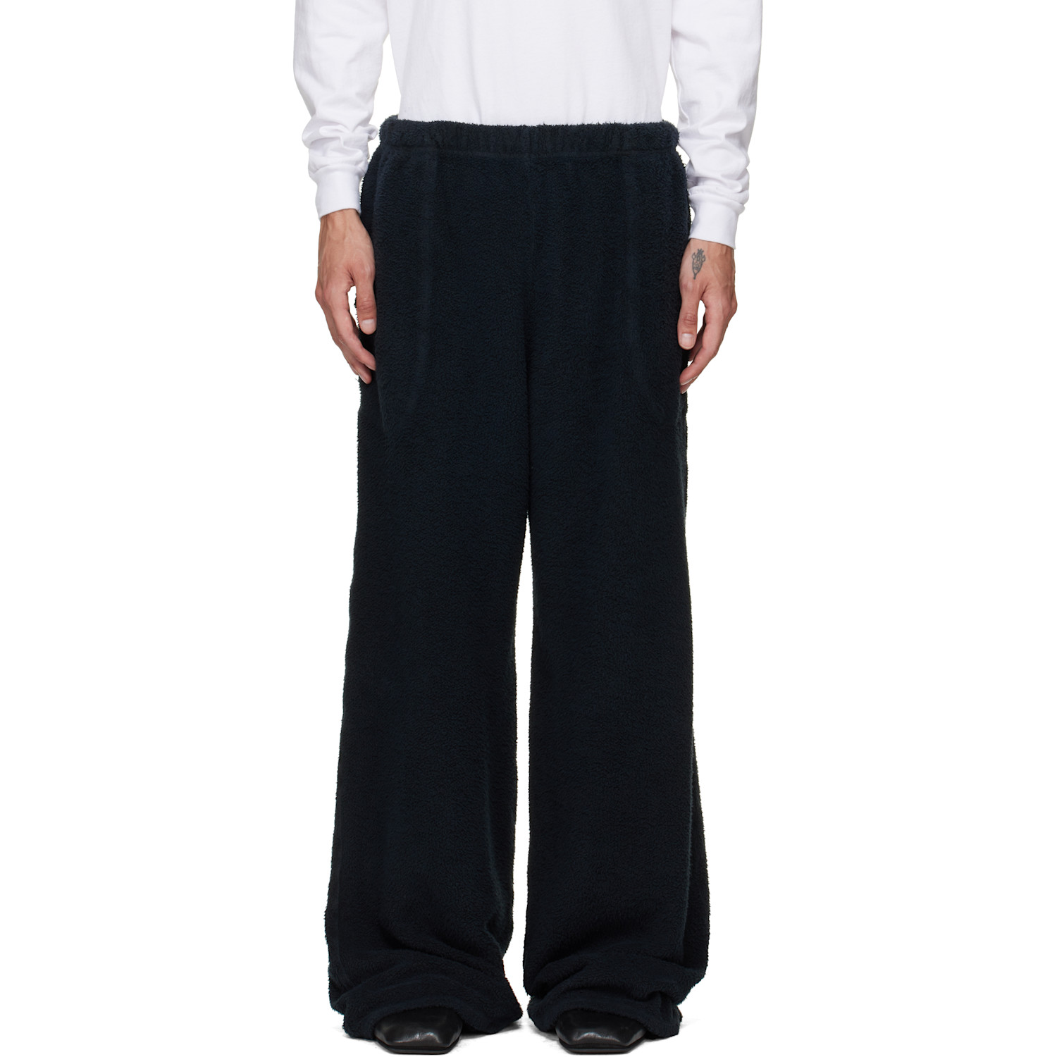 Les Tien Black Heavyweight Invert Pocket Lined Sweatpants