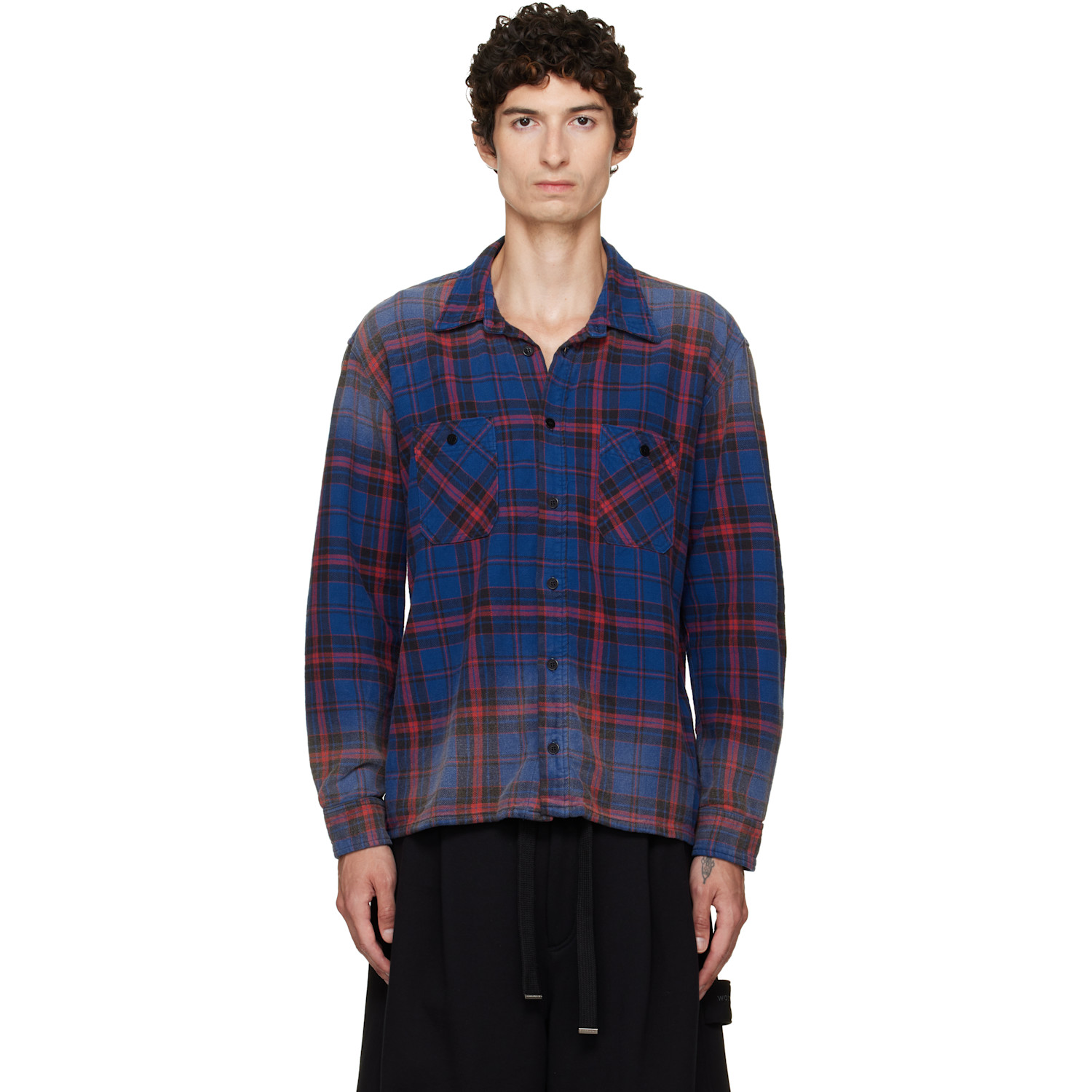 Les Tien Blue Flannel Classic Button Up Shirt