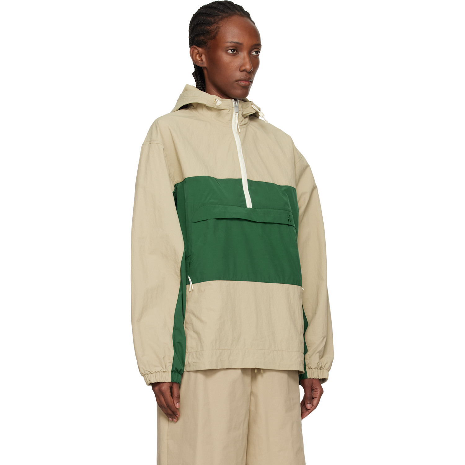  On Green & Beige Half-zip Anorak 