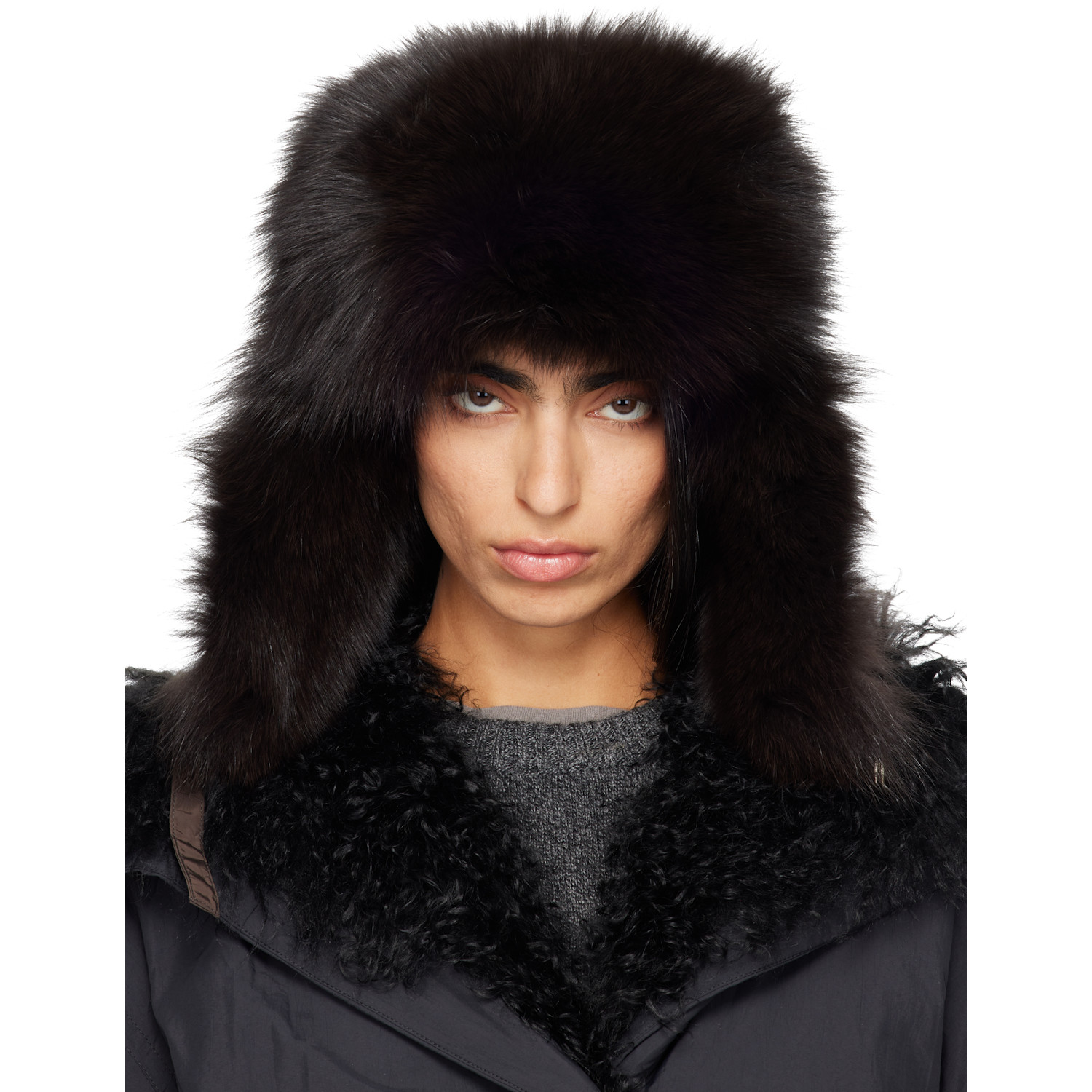 Yves Salomon Brown Chapka Hat