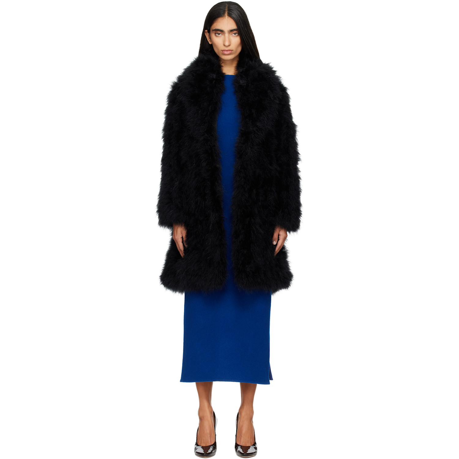 Yves Salomon Black Turkey Feather Coat