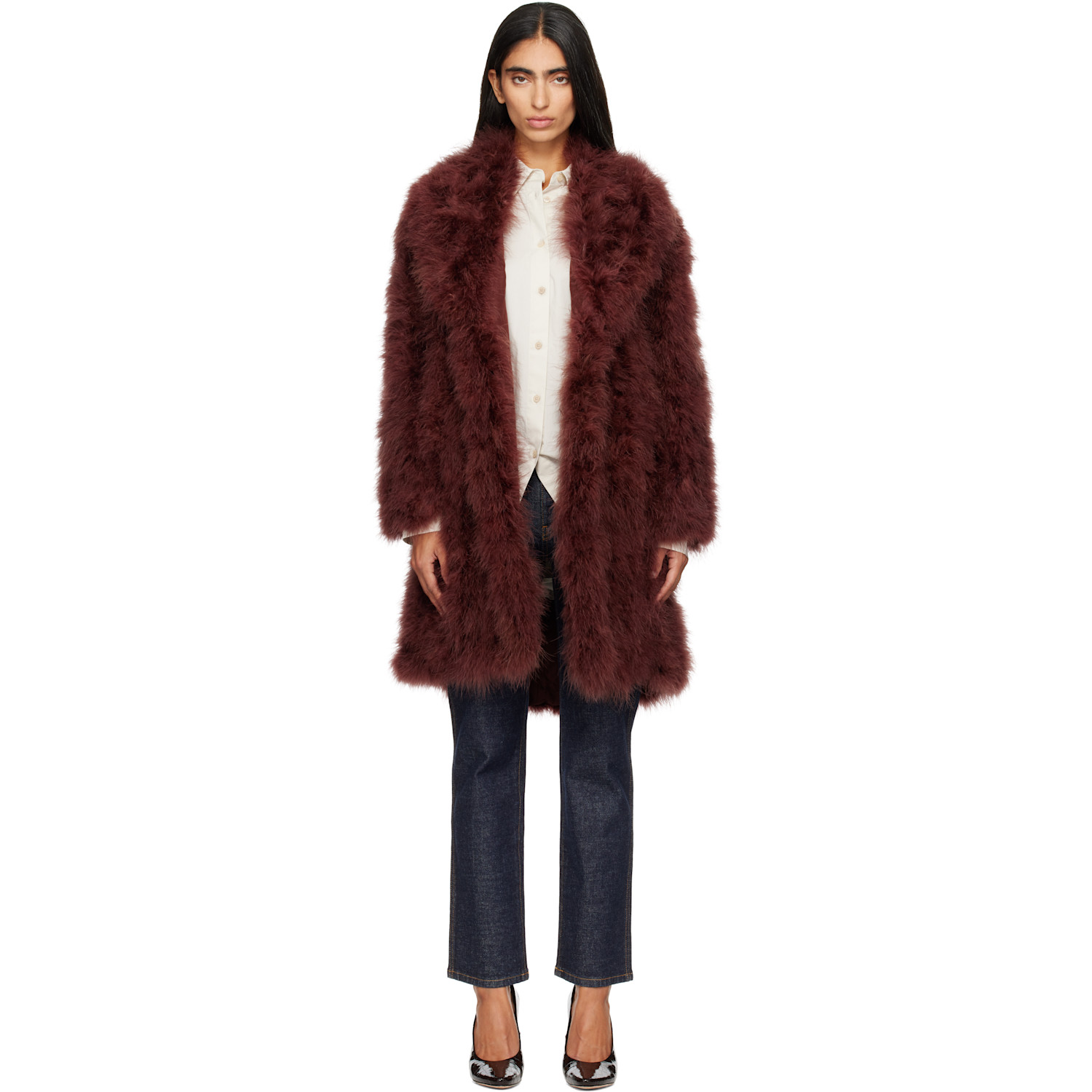 Yves Salomon Brown Turkey Feather Coat