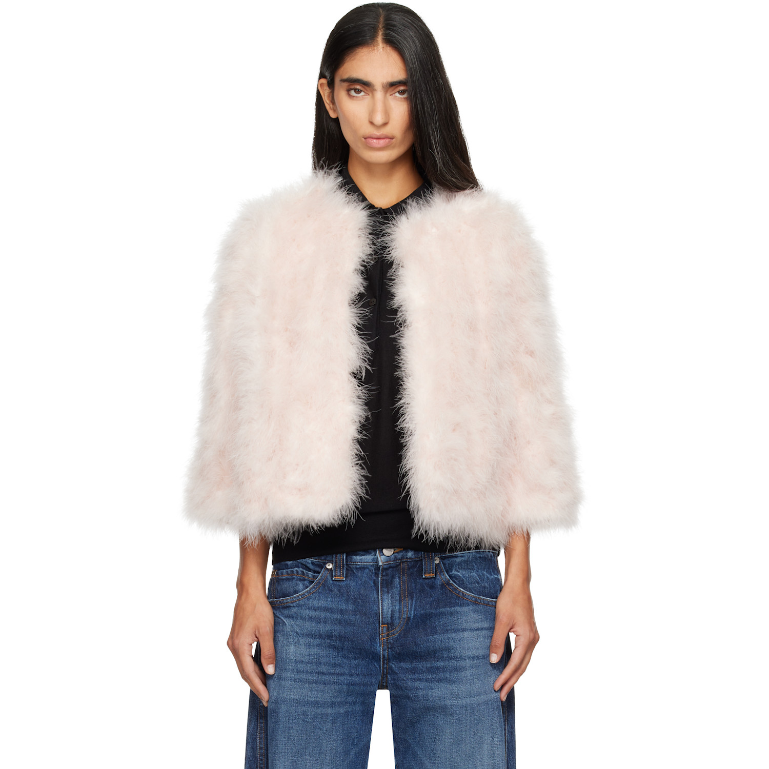 Yves Salomon Pink Turkey Feather Jacket