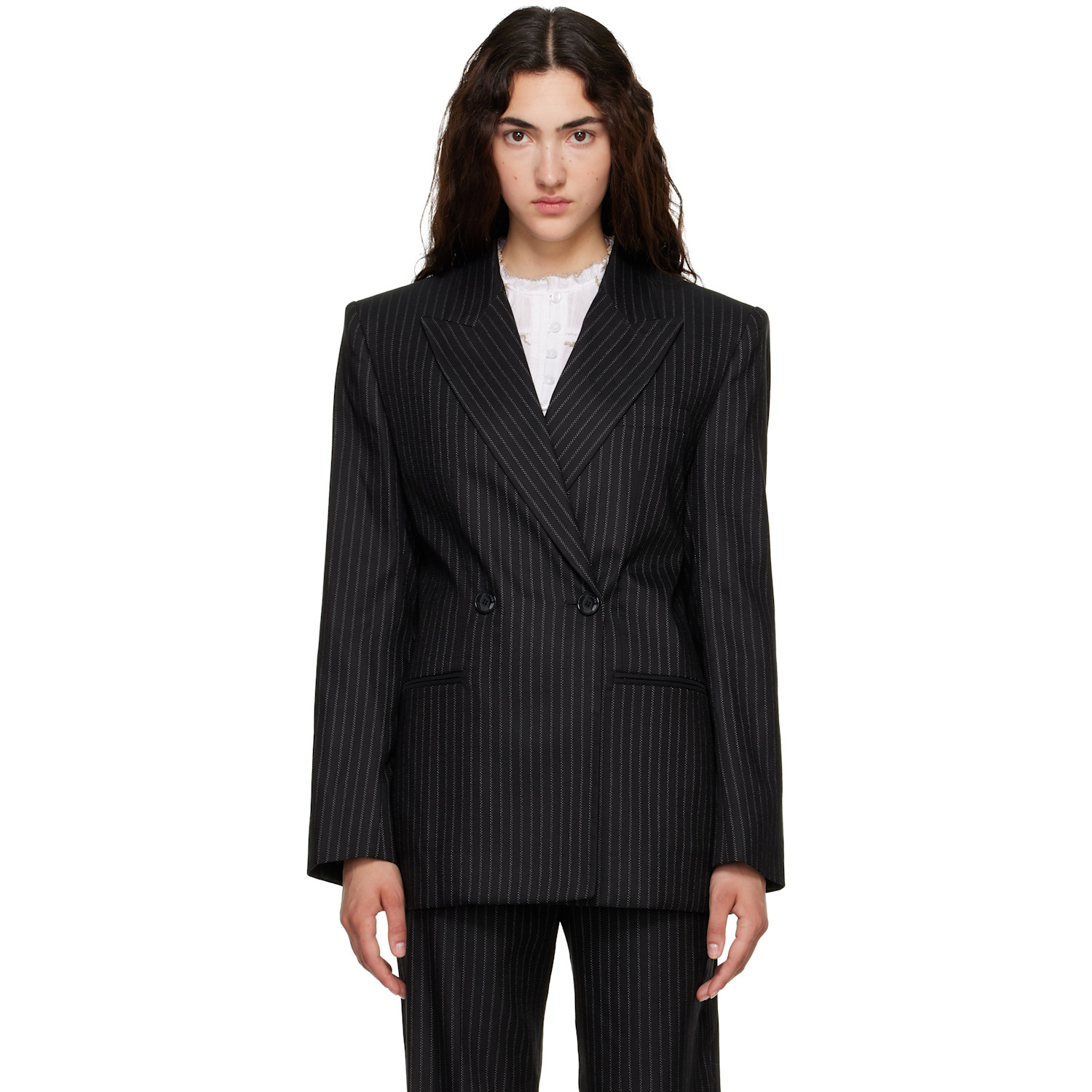 Isabel Marant Black Ranya Stripe Wool Blazer