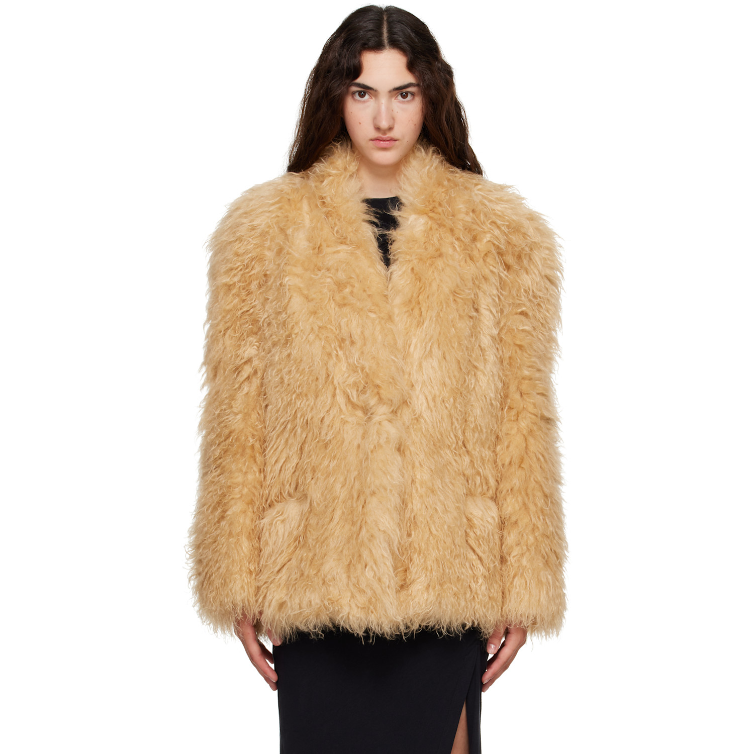 Isabel Marant Yellow Mylae Faux-Fur Jacket