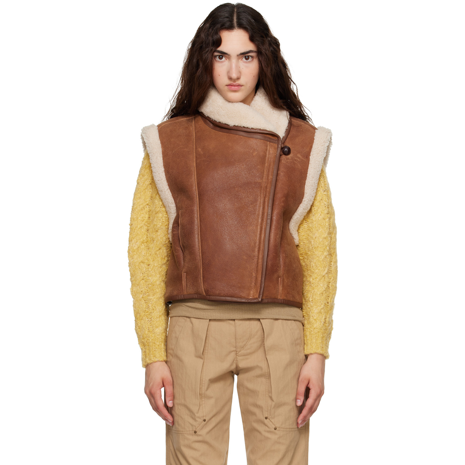 Isabel Marant Brown Alime Shearling Vest