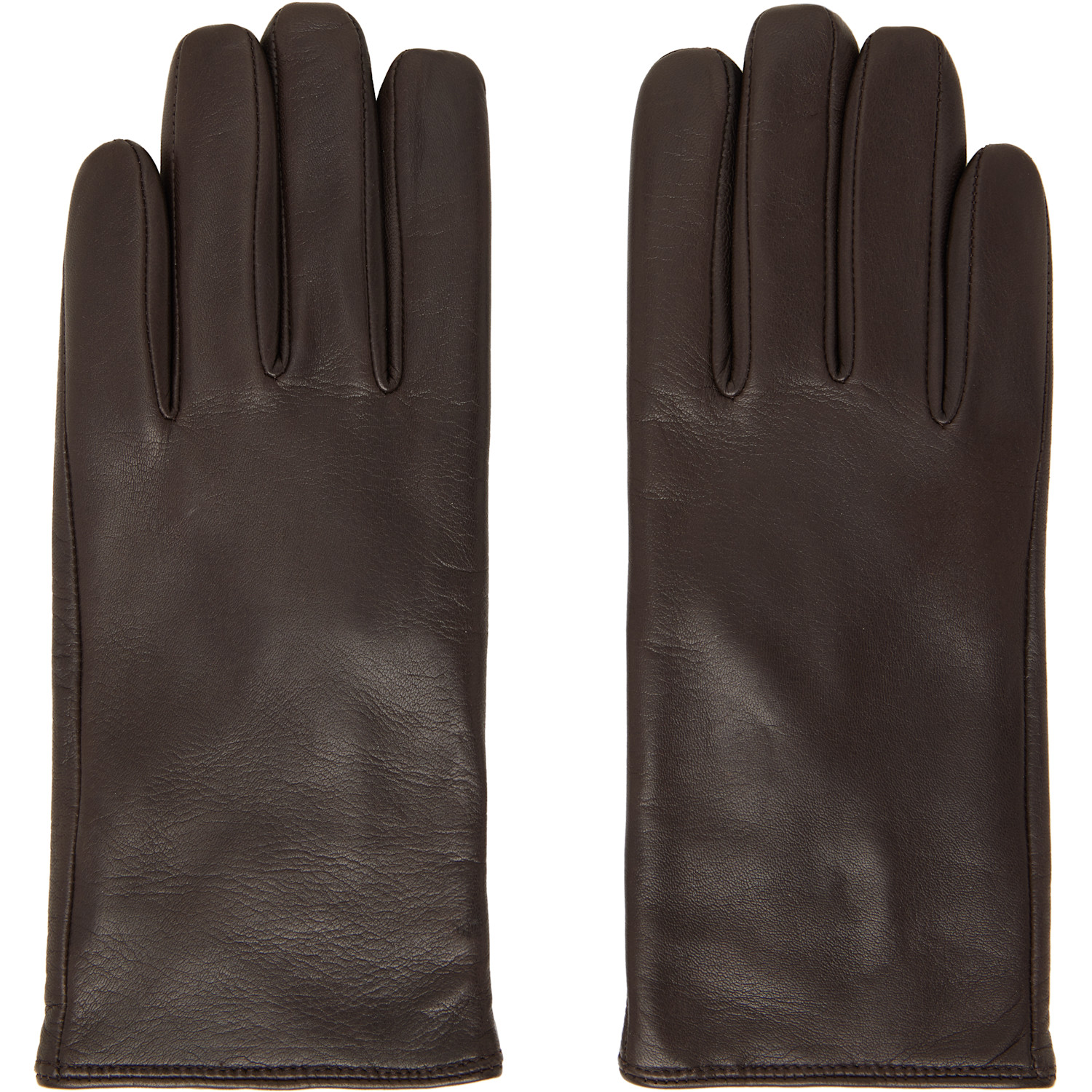 Ernest W Baker Brown Cashmere Lined Leather Gloves In Brown Leather