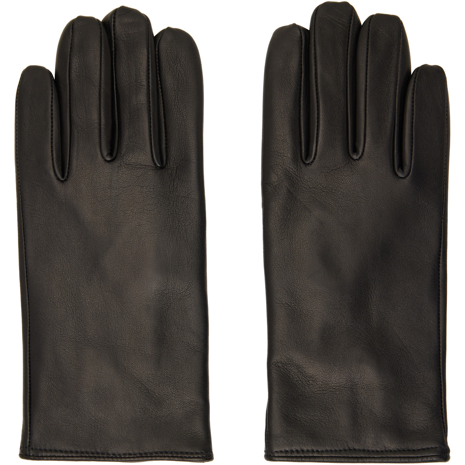 Ernest W Baker Black Cashmere Lined Leather Gloves In Black Leather