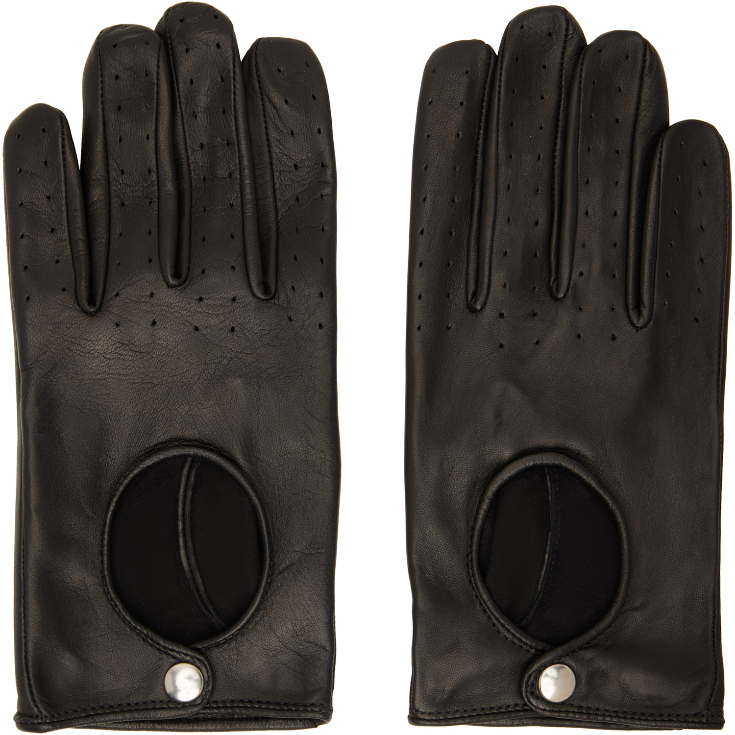 Ernest W Baker Black Driving Gloves In Black Leather
