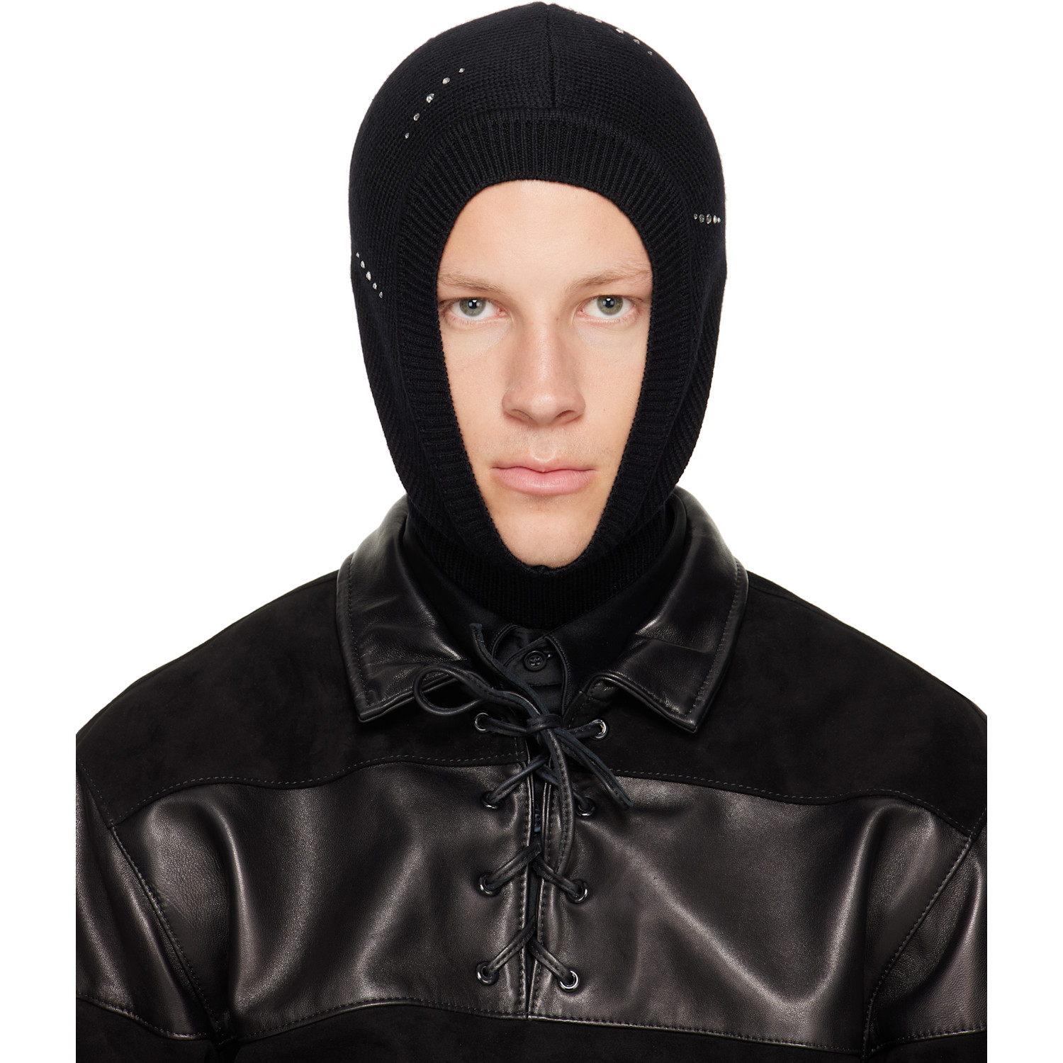 Ernest W Baker Black Crystal Embellished Balaclava In Black W/ Crystal
