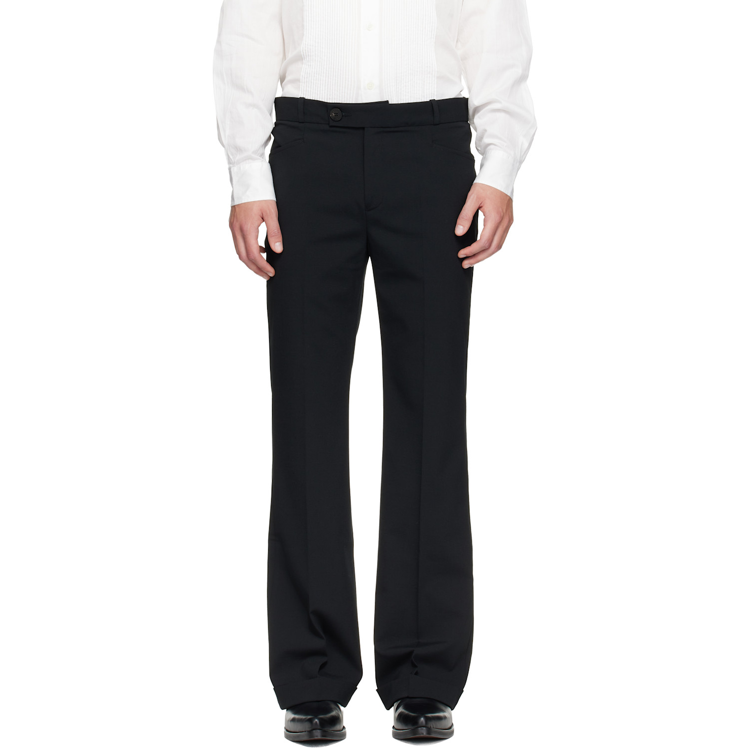 Ernest W. Baker Black Cuffed 70's Trousers
