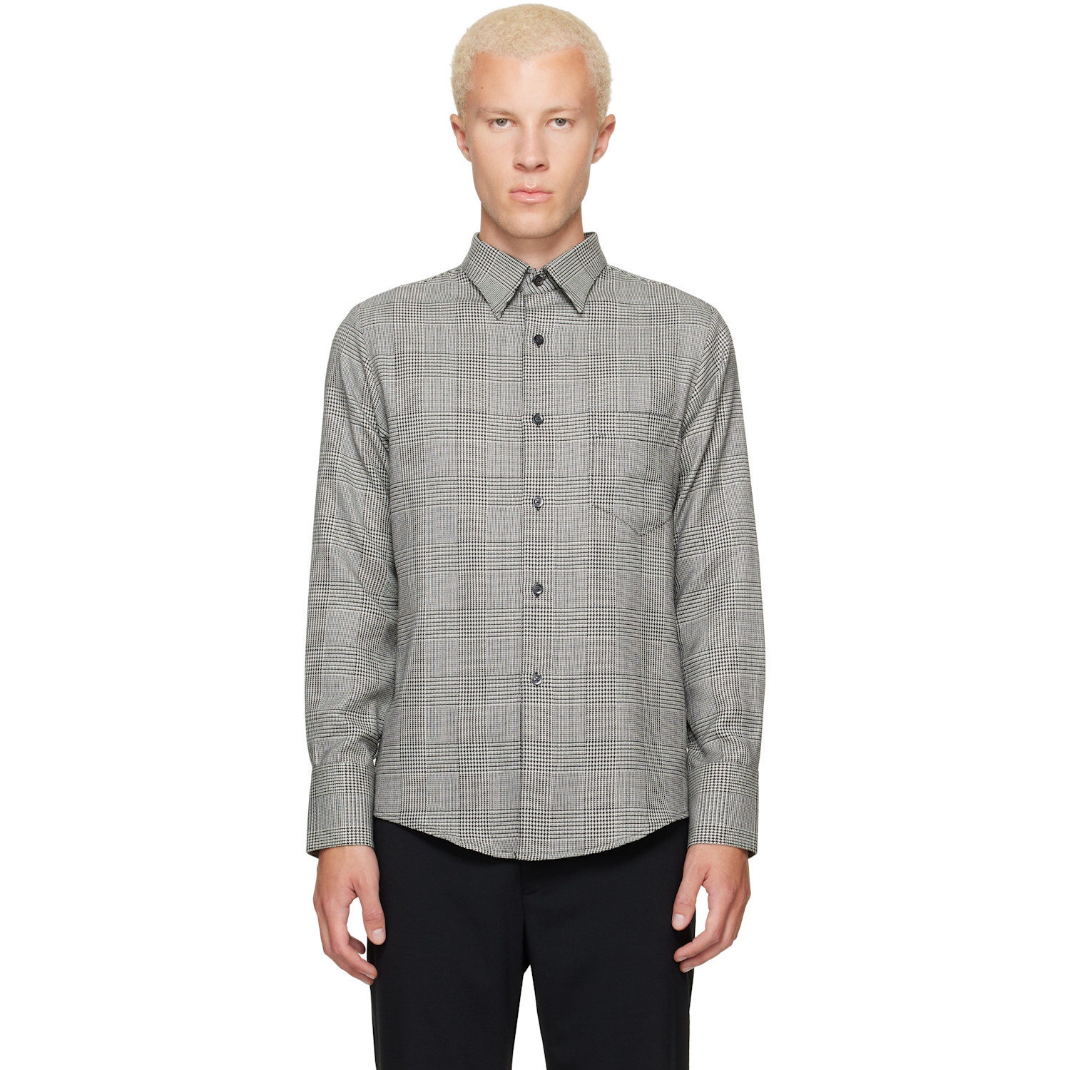 Ernest W Baker Black & White Classic Shirt In Prince Of Wales Chec