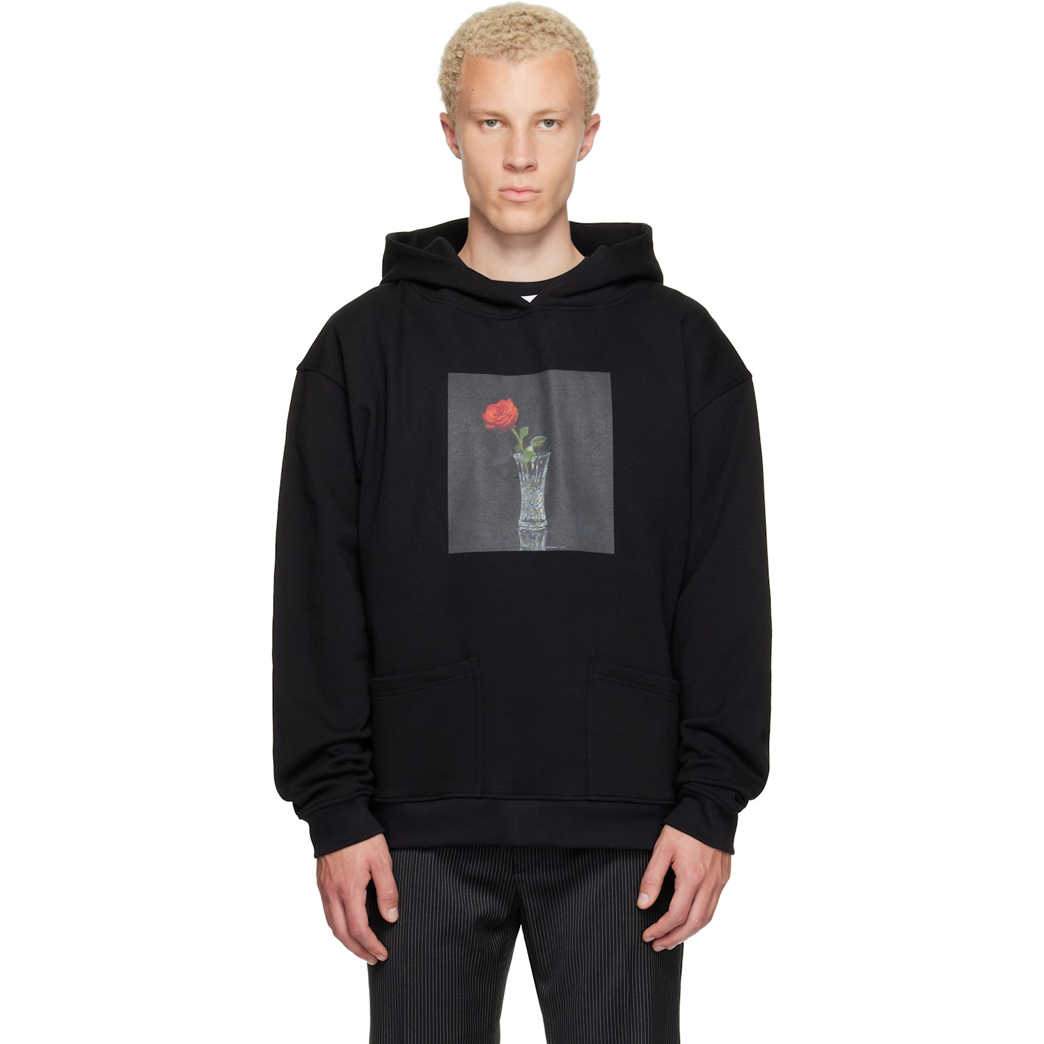 Ernest W. Baker Black Rose Print Hoodie