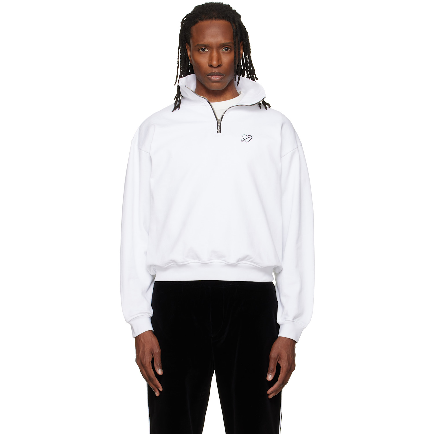 Ernest W. Baker SSENSE Exclusive White Heart Half-Zip Sweatshirt