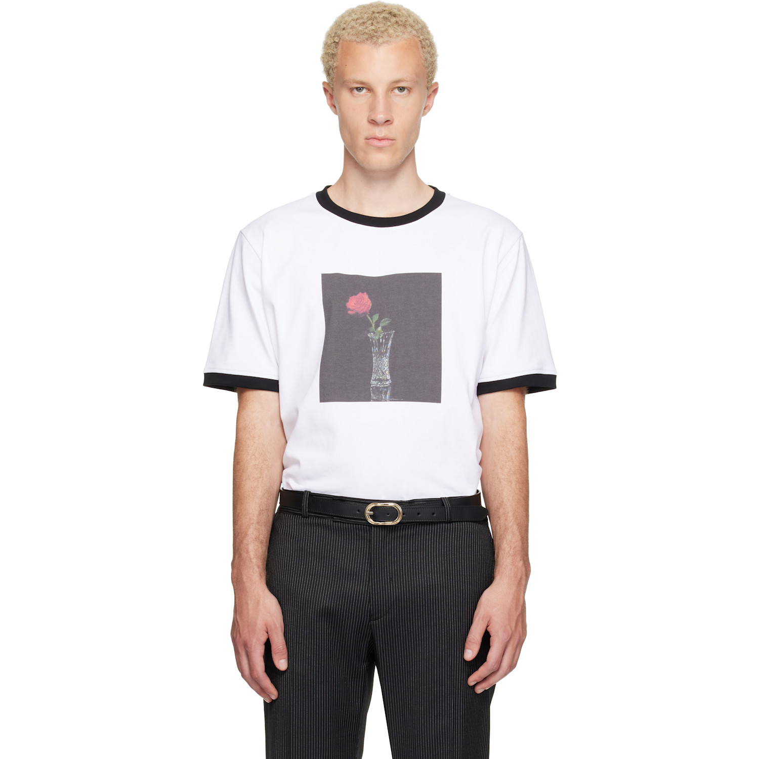 Ernest W Baker White Rose Print T-shirt In Multi