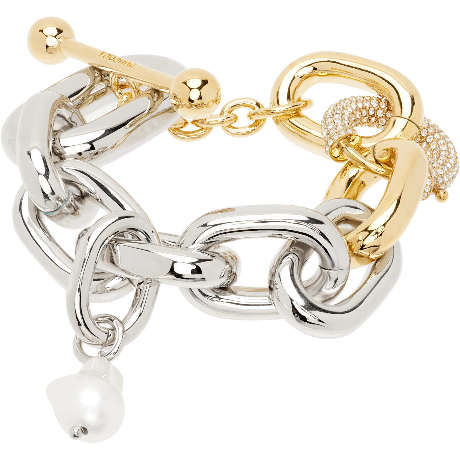 Rabanne Xl Link Bi-color Punk Style Bracelet In Red