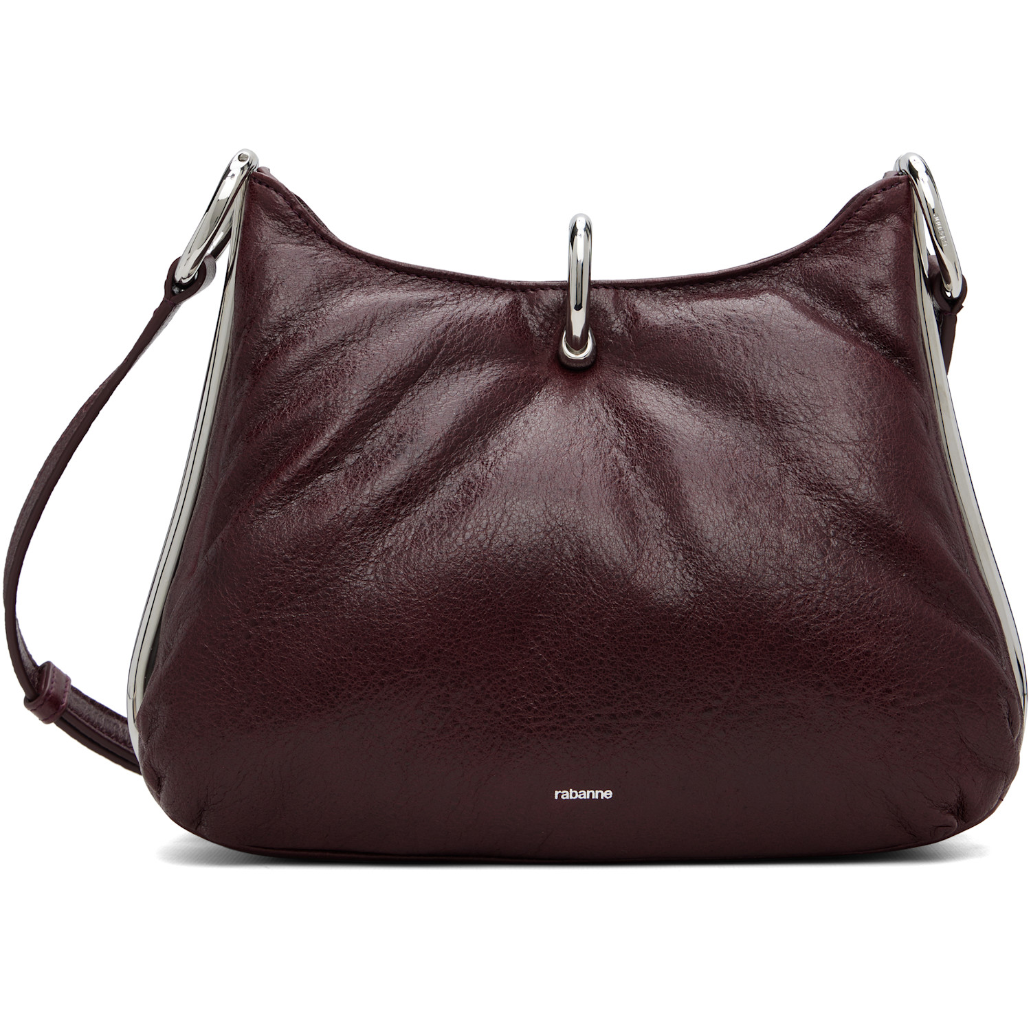 Rabanne Burgundy Small Ring Leather Bag