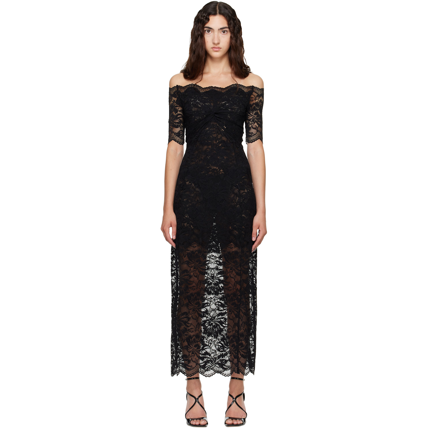 Rabanne Purple Layered Lace Midi Dress