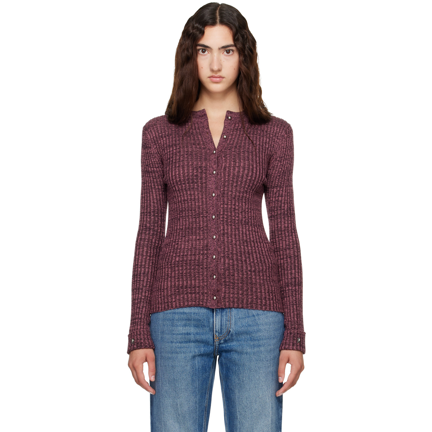 Rabanne Burgundy Ribbed Cardigan