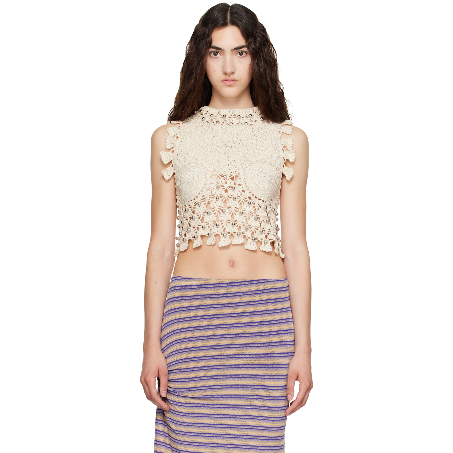 Rabanne Beige Handmade Sleeveless Top