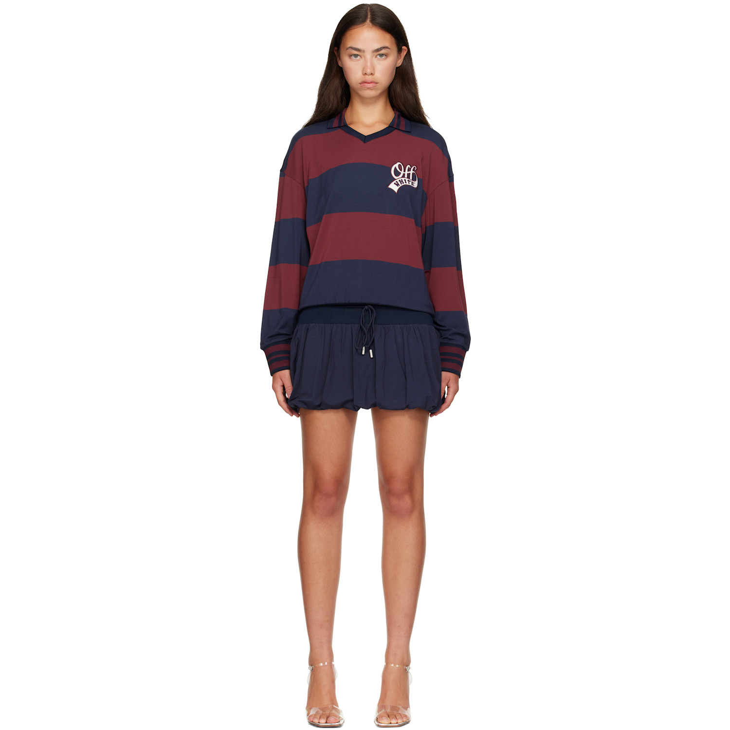 Off-White Navy Striped Interlock Polo Minidress