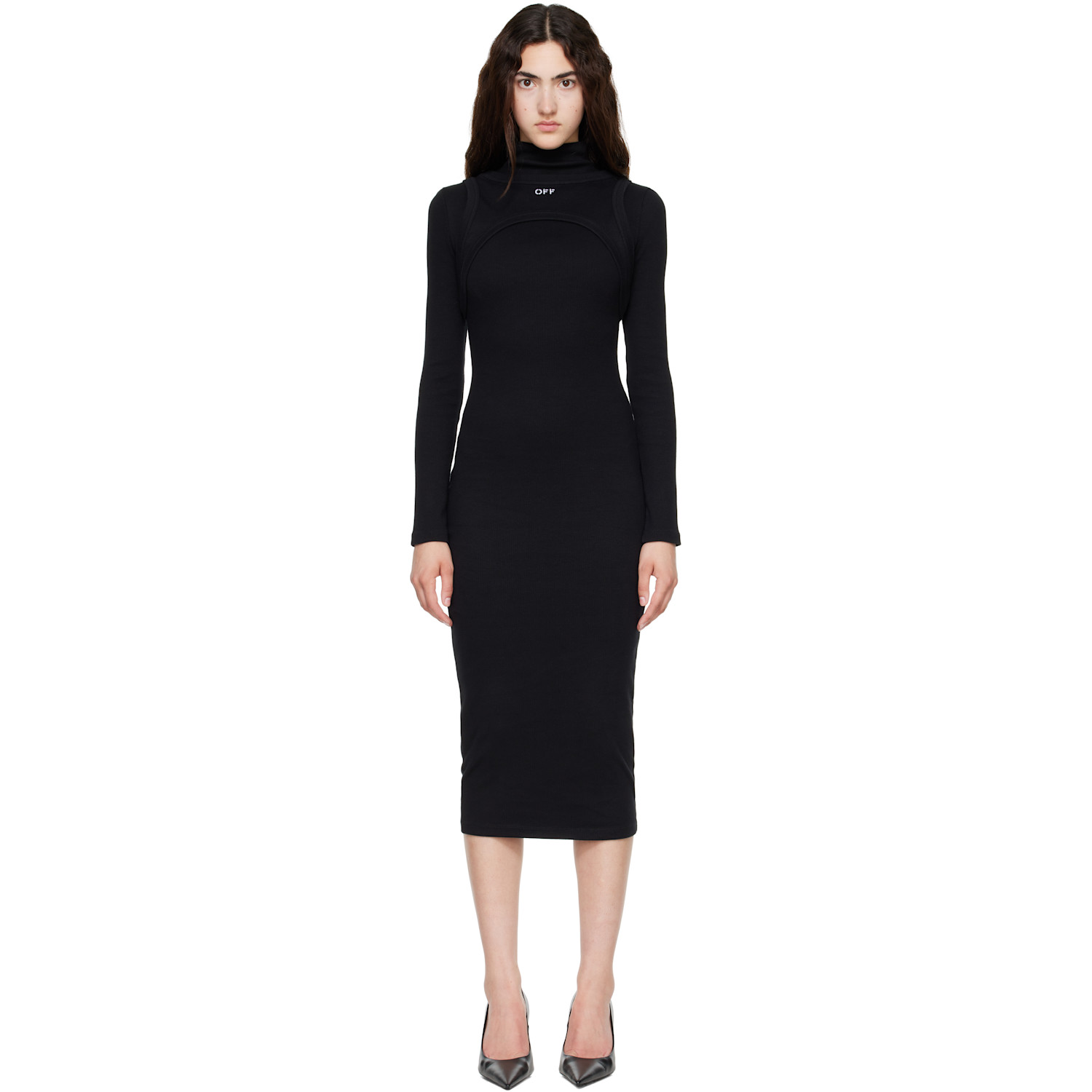 Off-White Black Off Stamp Rib Round Maxi Dress