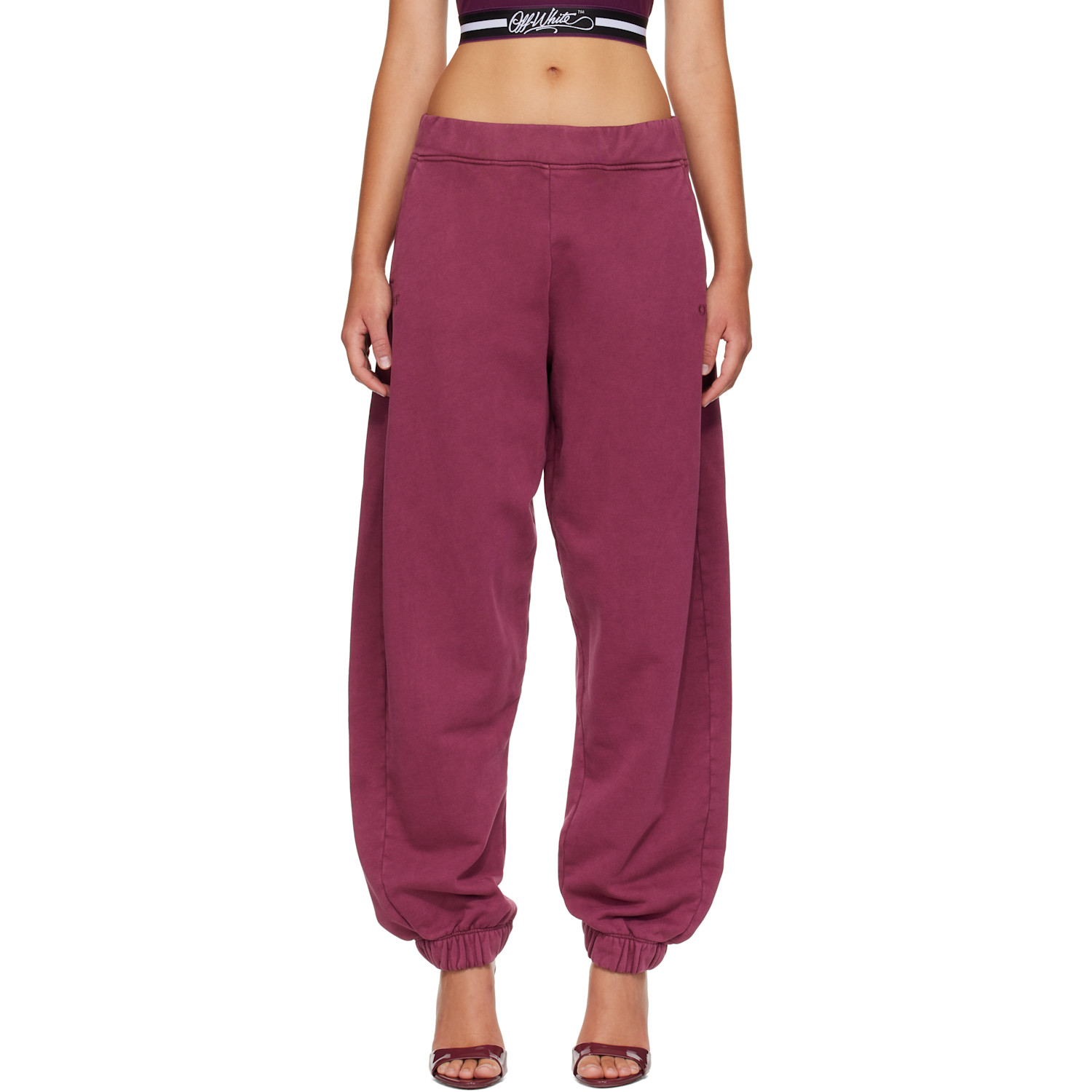 Off-White Burgundy 'Off' Stamp Balloon Sweatpants