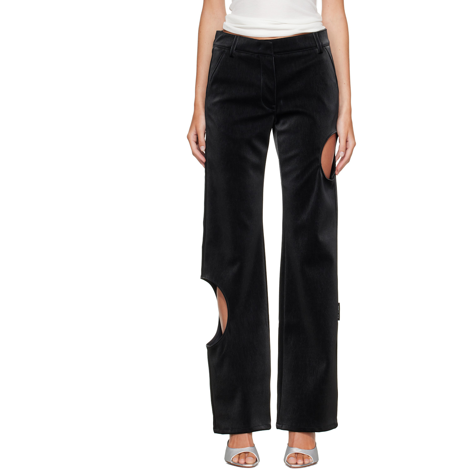 Off-White Black Velvet Coated Meteor Faux-Leather Pants