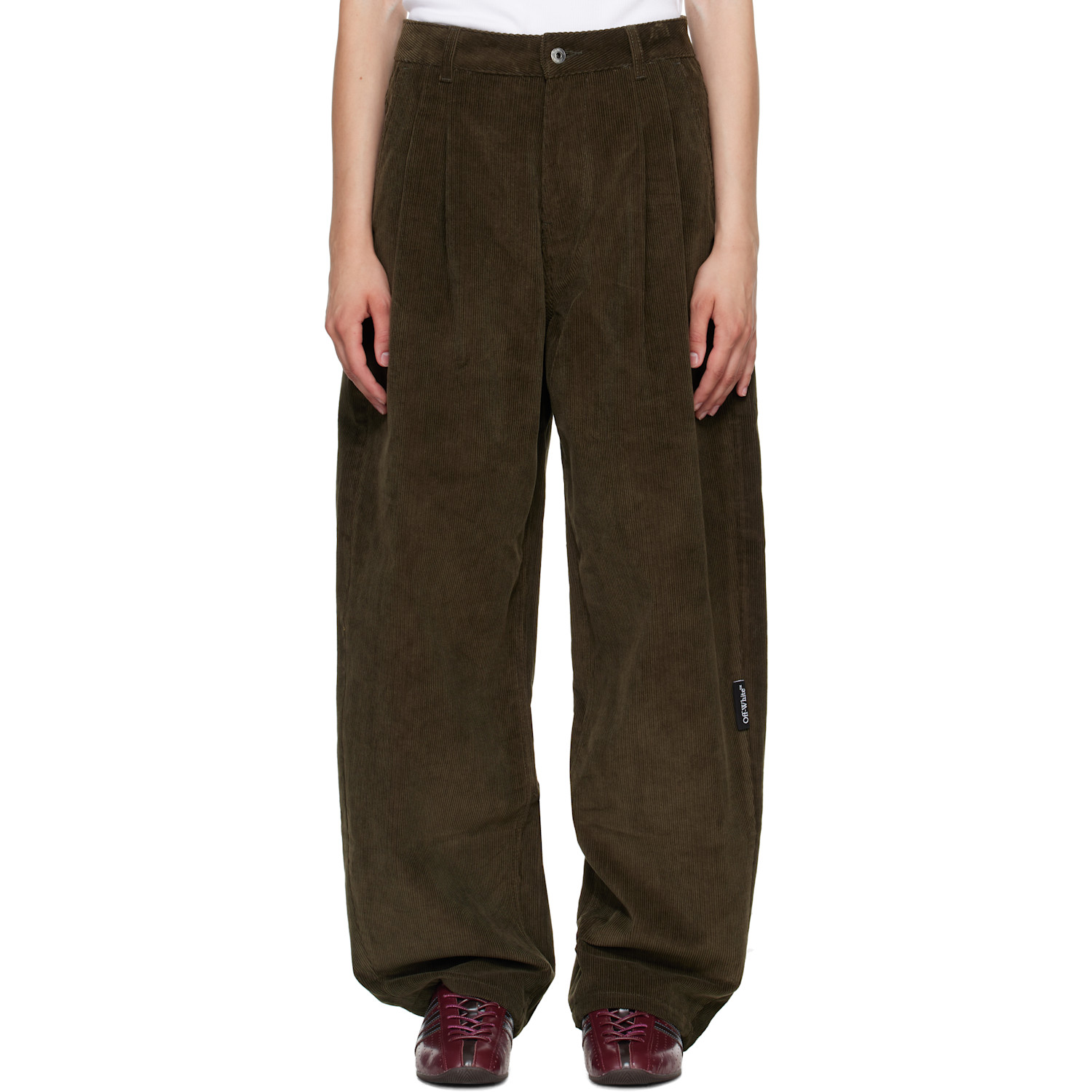 Off-White Khaki Corduroy Balloon Trousers