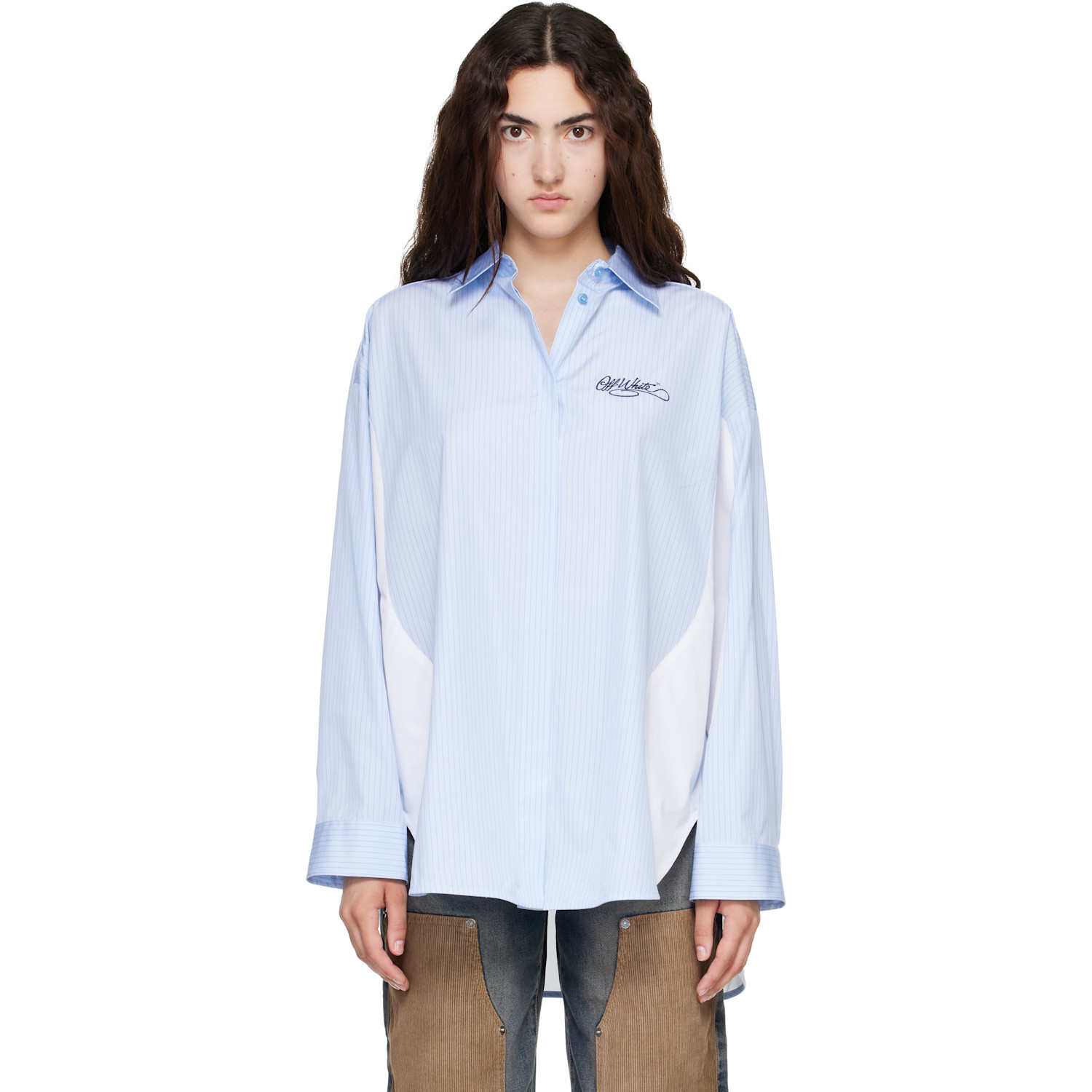 Off-White Blue & White Mix Stripe Pop Lover Shirt