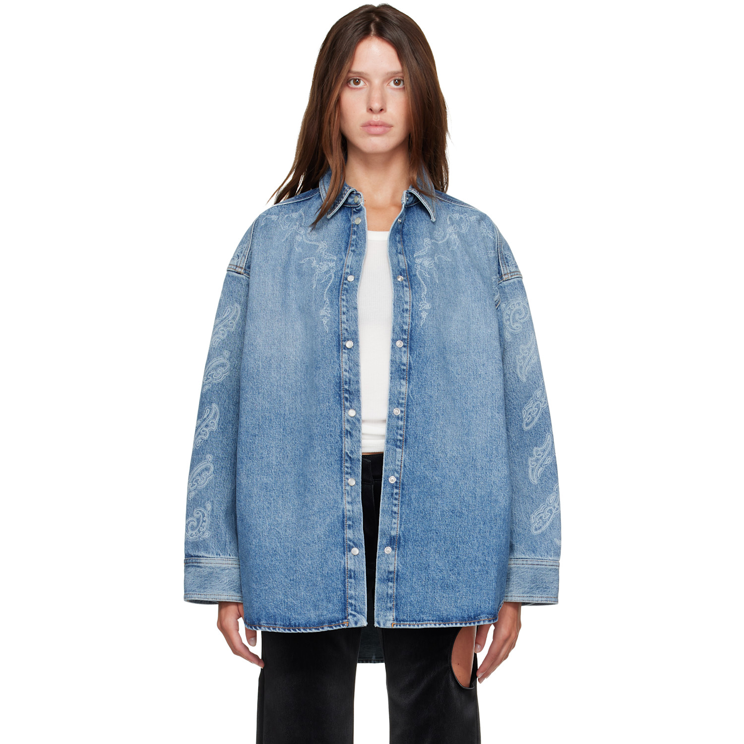 Off-White Blue Paisley Lover Denim Shirt