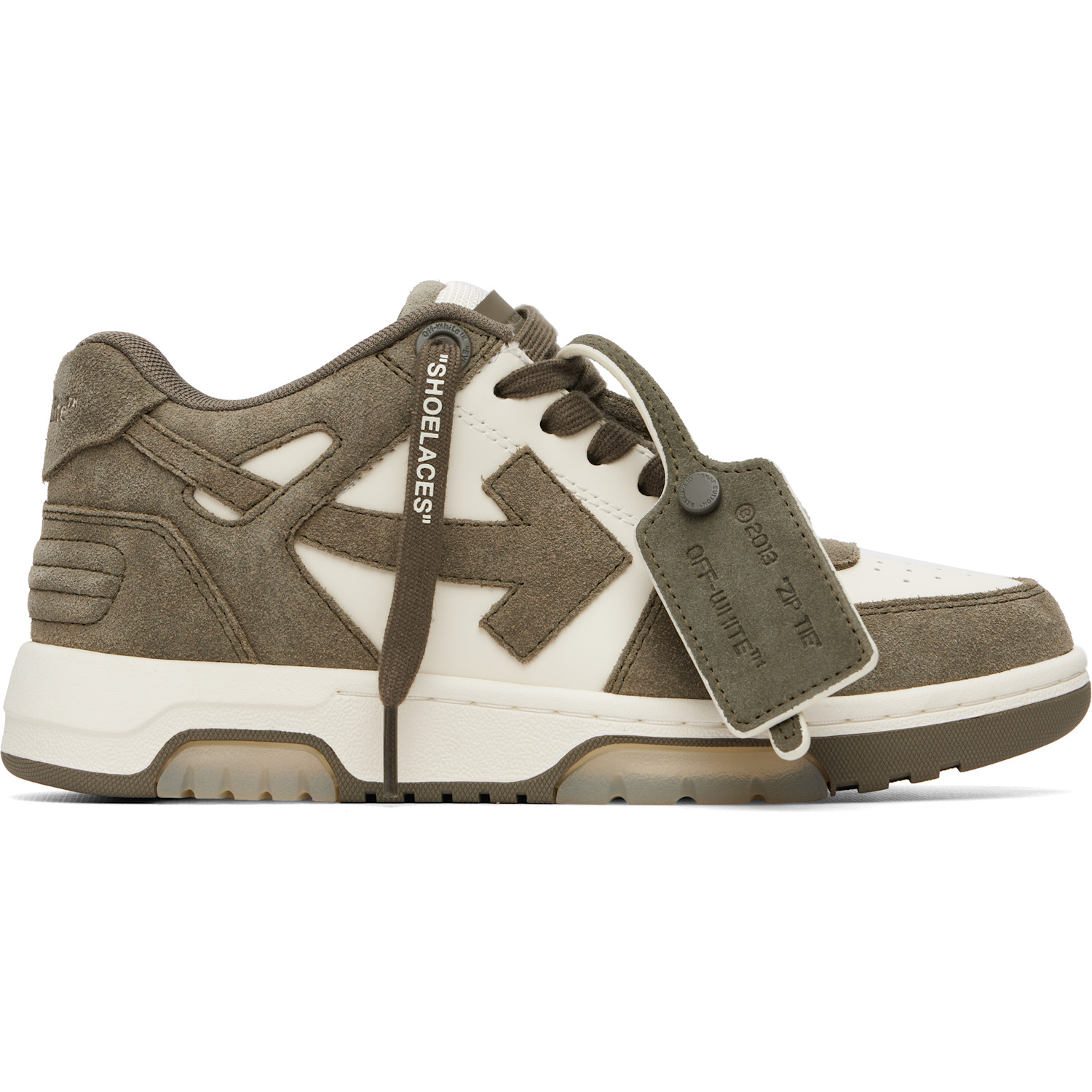 Off-white White & Khaki 'out Of Office' Sneakers In Cream/military Green