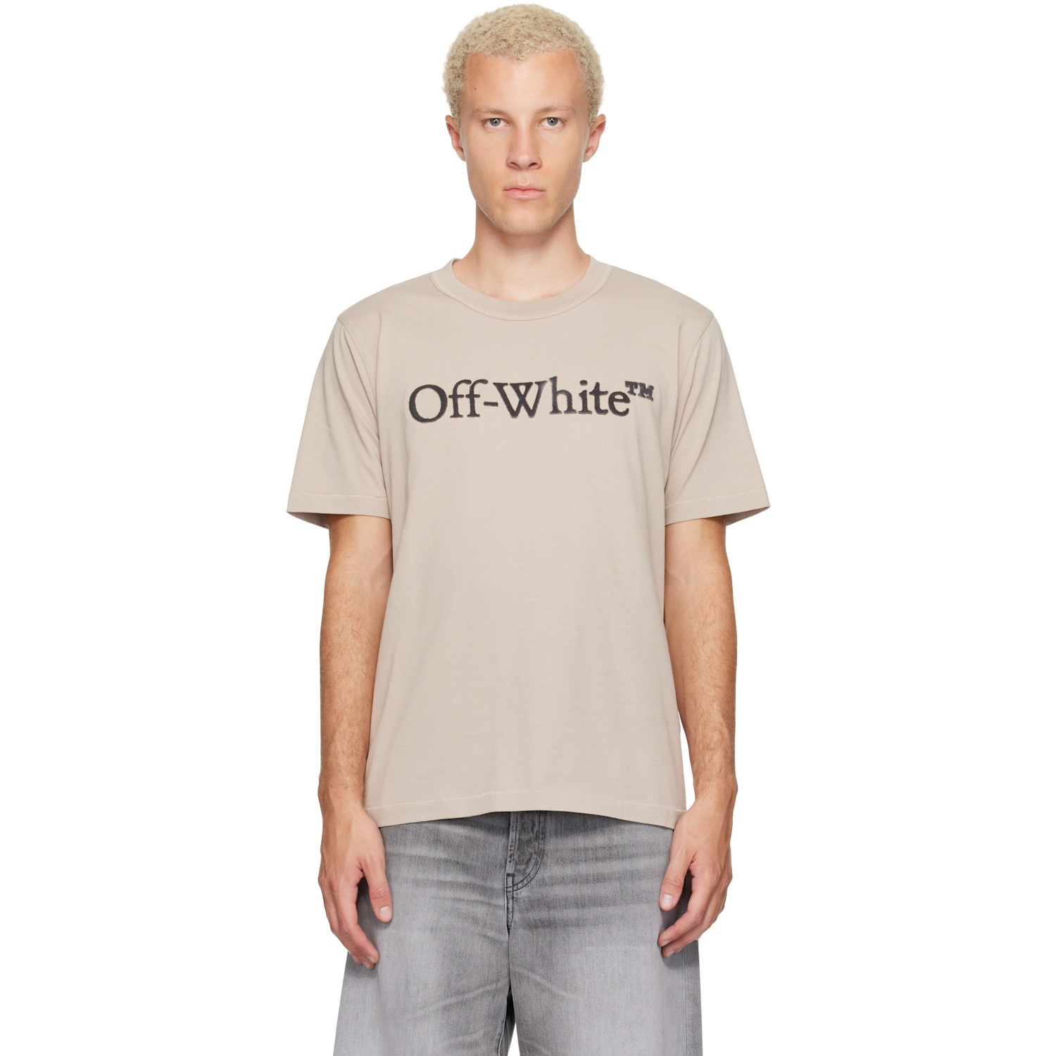 Off-White Beige Big Bookish Regular T-shirt